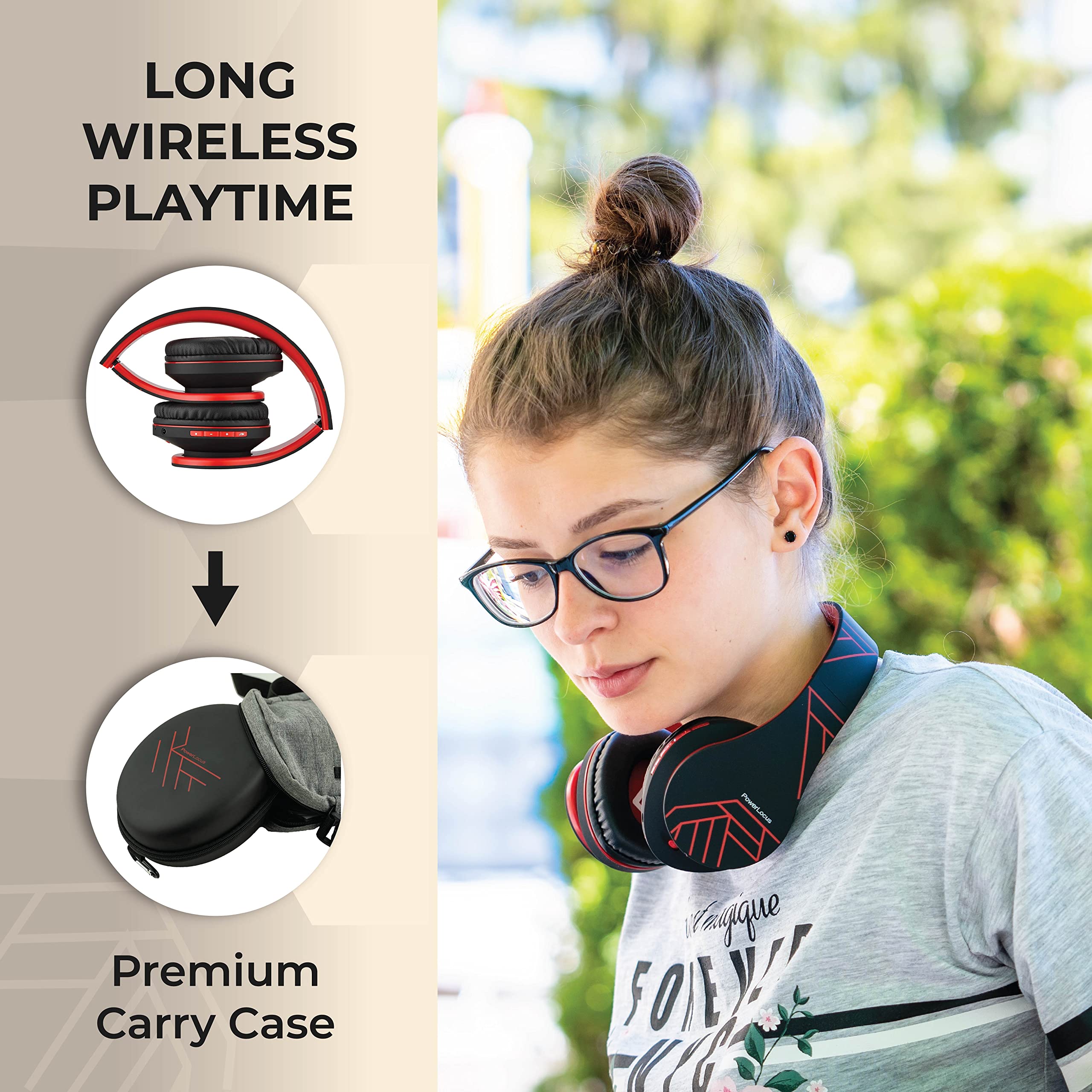 Foto 5 pulgar | Auriculares Supraaurales Bluetooth Powerlocus Inalámbricos Negro/rojo - Venta Internacional.