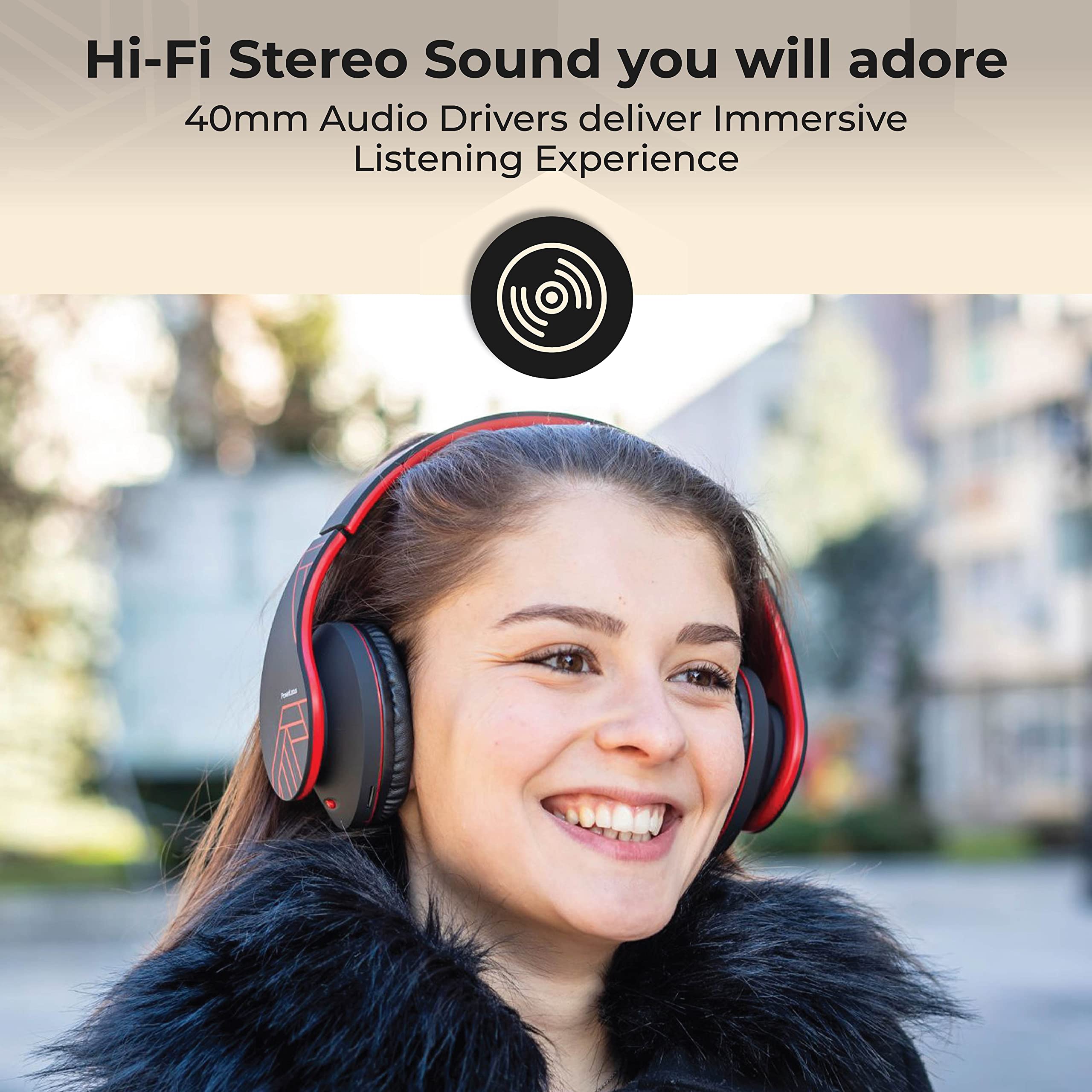 Foto 7 | Auriculares Supraaurales Bluetooth Powerlocus Inalámbricos Negro/rojo - Venta Internacional.