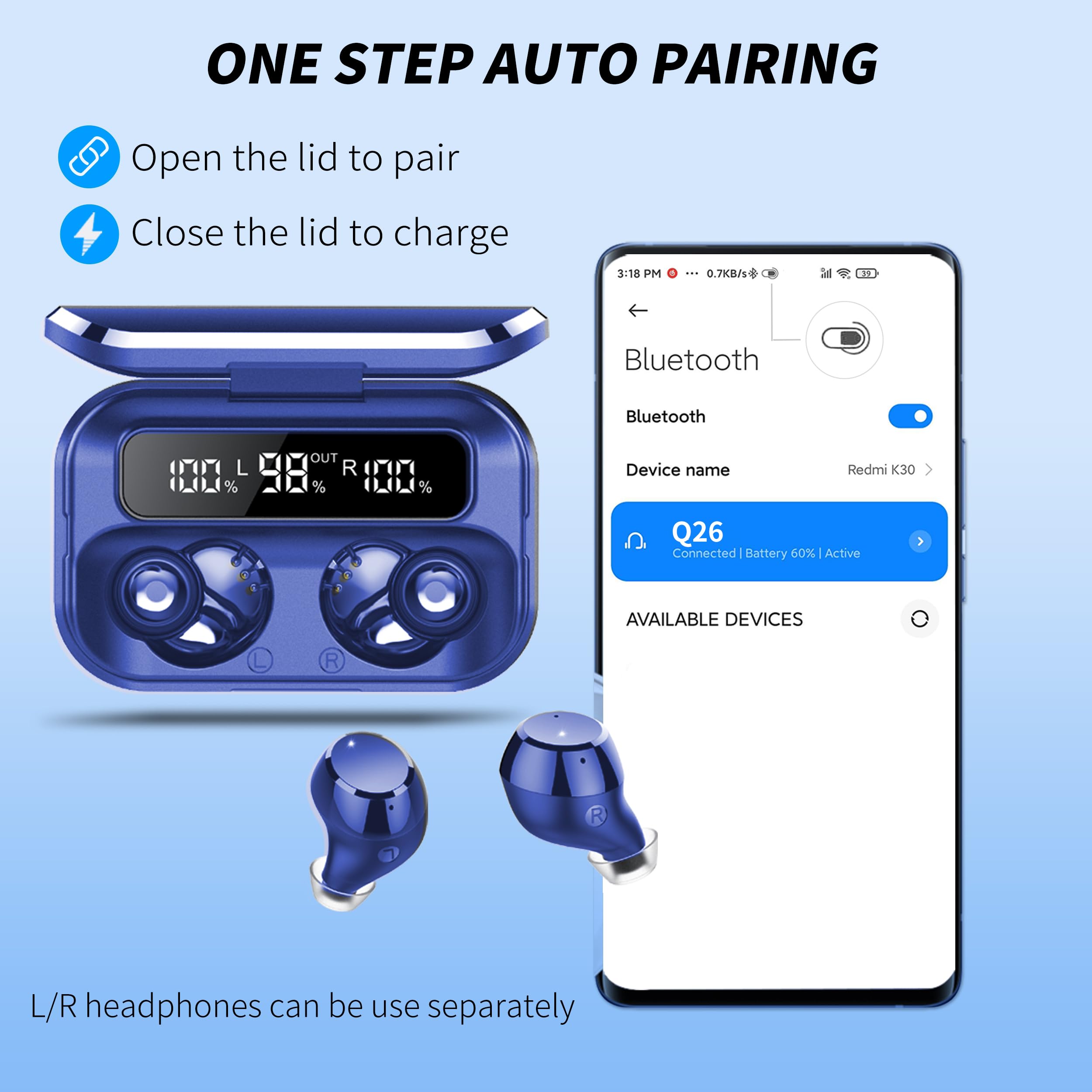 Foto 8 pulgar | Auriculares Inalámbricos Bluetooth Lekaby Q26 con Tiempo de Reproducción Ipx7 de 128 Horas - Venta Internacional