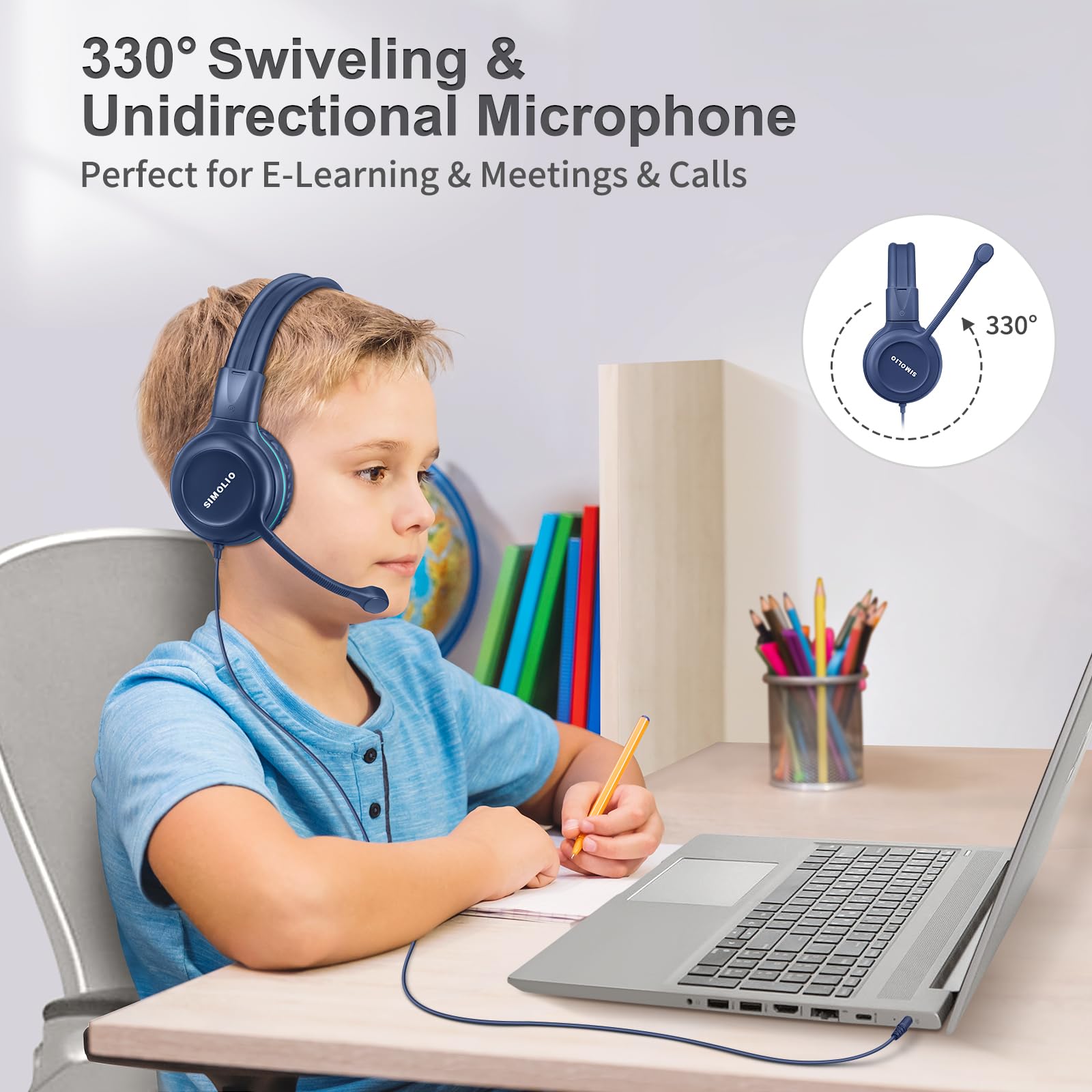Foto 3 pulgar | Auriculares Simolio Wired Para La Escuela Con Micrófono Kids K12 - Venta Internacional.