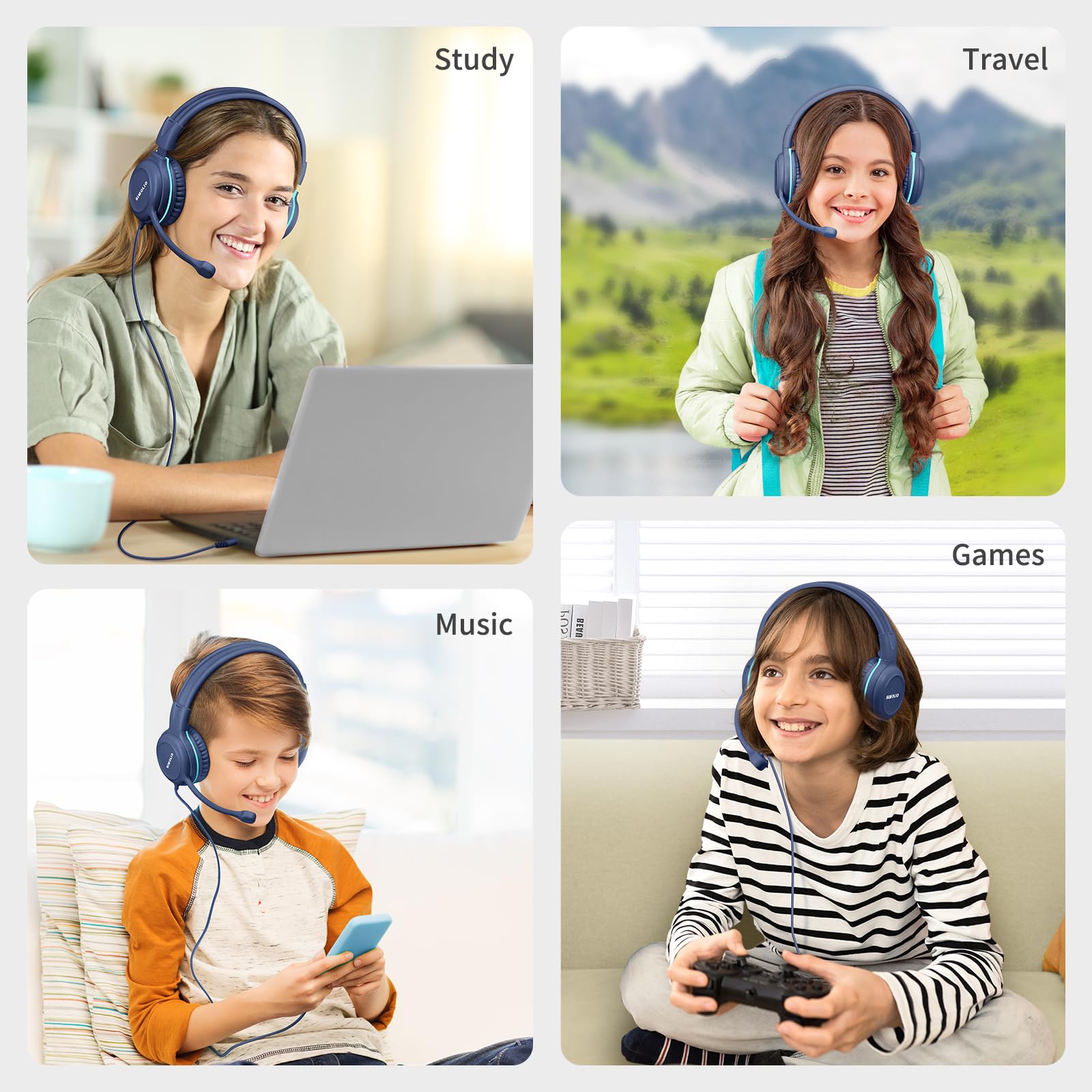 Foto 8 pulgar | Auriculares Simolio Wired Para La Escuela Con Micrófono Kids K12 - Venta Internacional.