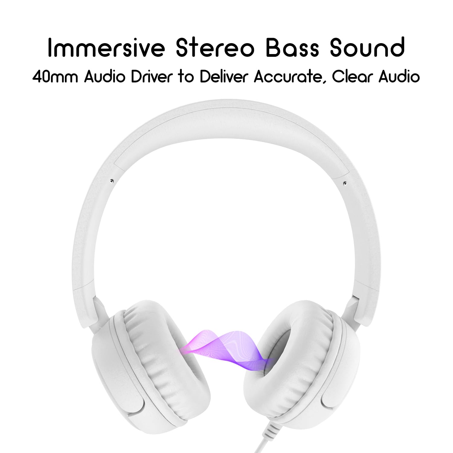 Foto 3 | Auriculares Imyb V1 Estéreo Con Cable Plegables Para Niños, Color Blanco - Venta Internacional.