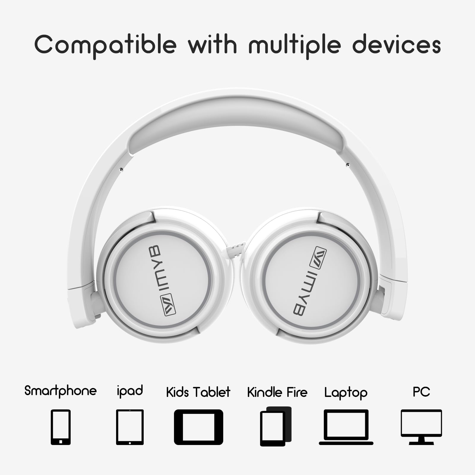 Foto 6 pulgar | Auriculares Imyb V1 Estéreo Con Cable Plegables Para Niños, Color Blanco - Venta Internacional.