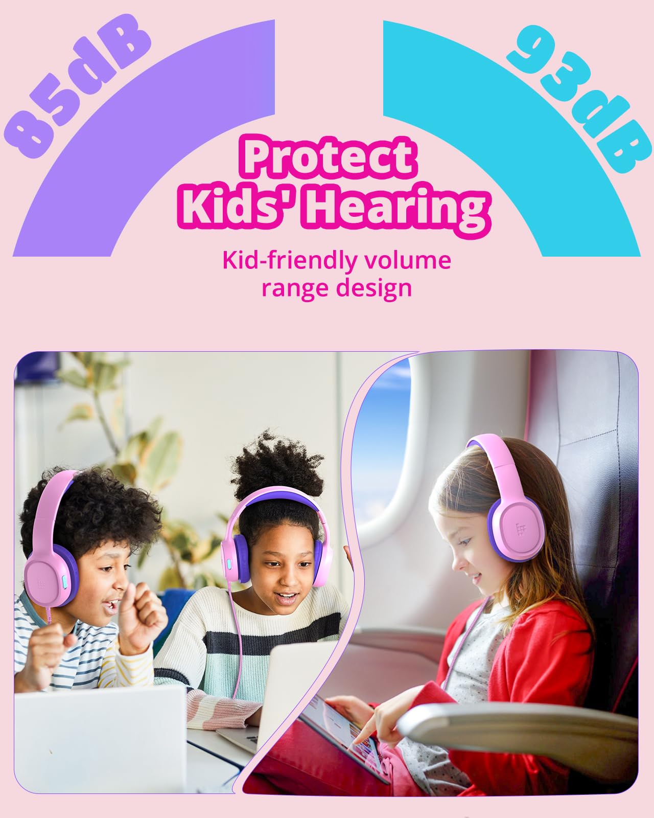 Foto 4 pulgar | Auriculares Tronsmart Kh01 Para Niños, Plegables, Con Volumen De Seguridad, Color Rosa - Venta Internacional.