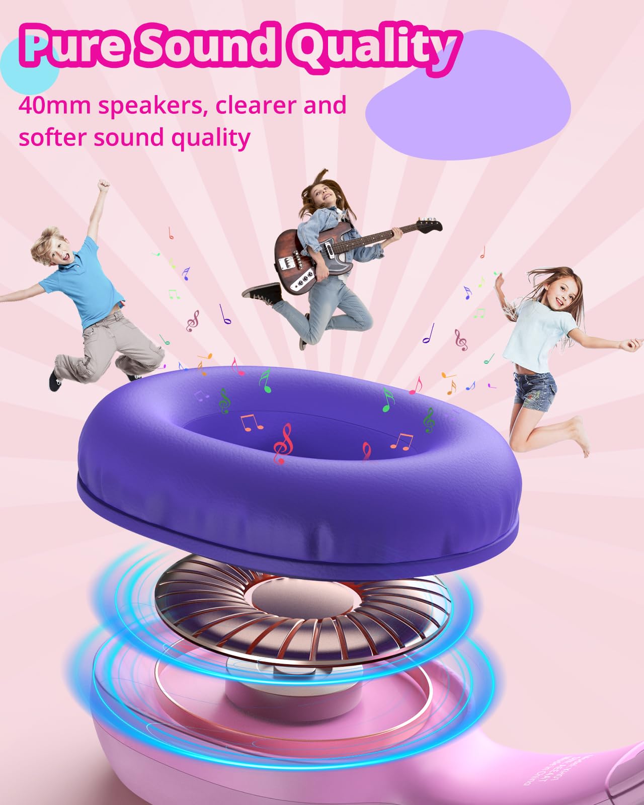 Foto 7 | Auriculares Tronsmart Kh01 Para Niños, Plegables, Con Volumen De Seguridad, Color Rosa - Venta Internacional.