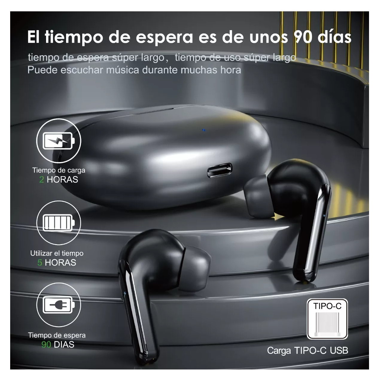 Foto 6 pulgar | Audífonos In-ear Bluetooth Inalámbricos Oem Air Serie Negro