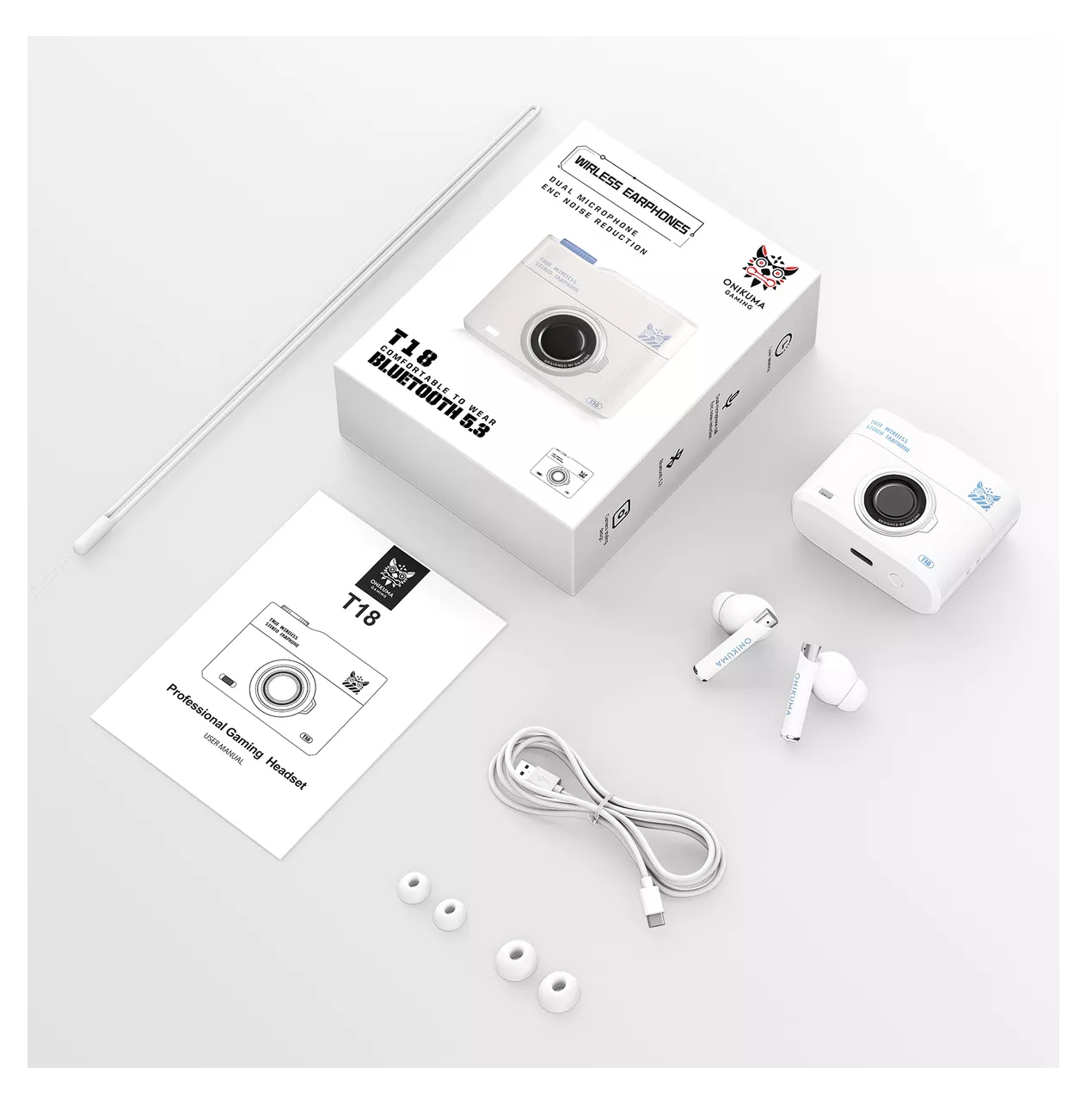 Foto 6 pulgar | Audífonos Onikuma T18 In-Ear Gamer Buds Bt 5.3 Inalámbricos Blancos