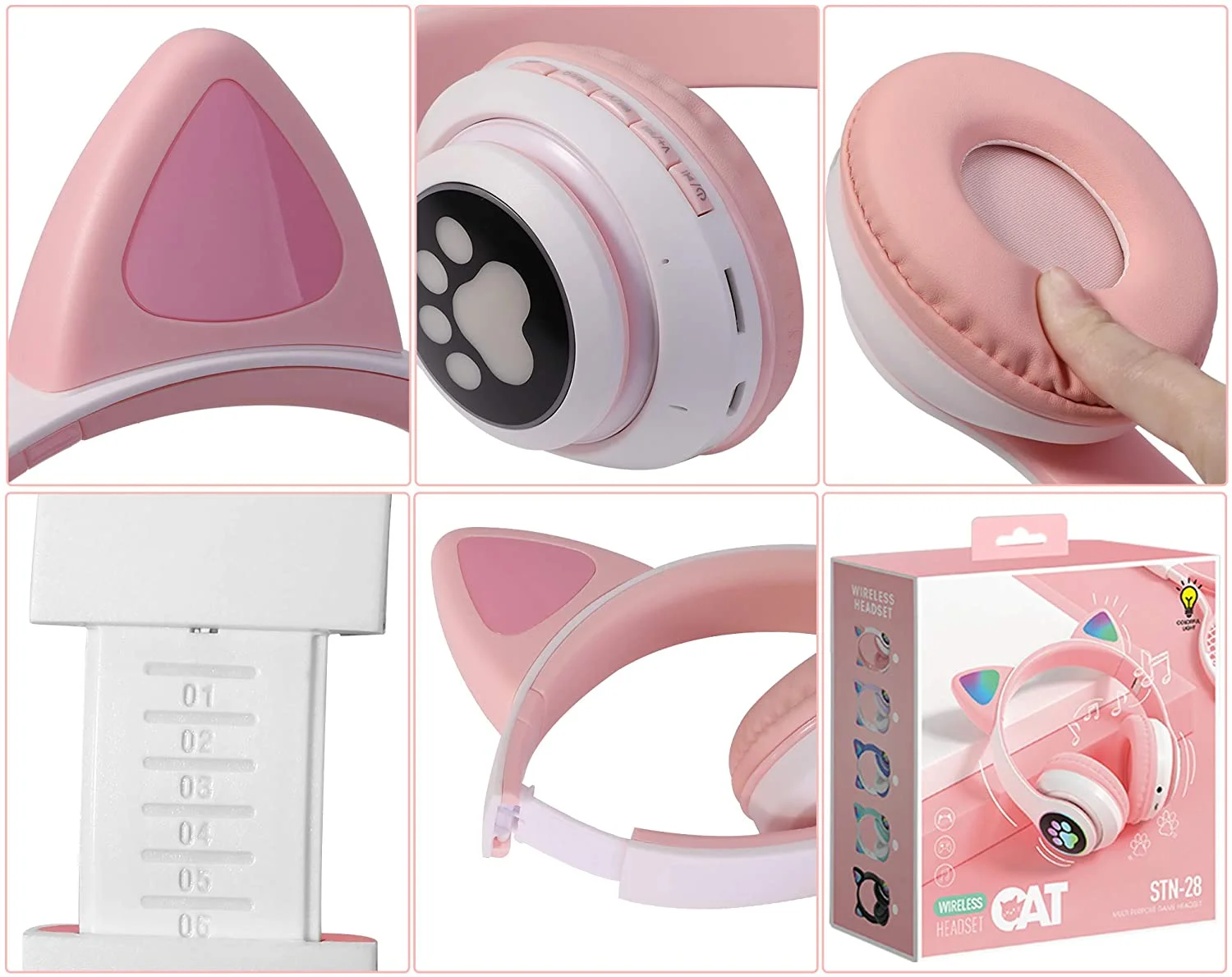 Foto 5 pulgar | Auriculares Inalámbricos Bluetooth Led Con Forma De Oreja De Gato Para Niños - Pin - Venta Internacional.