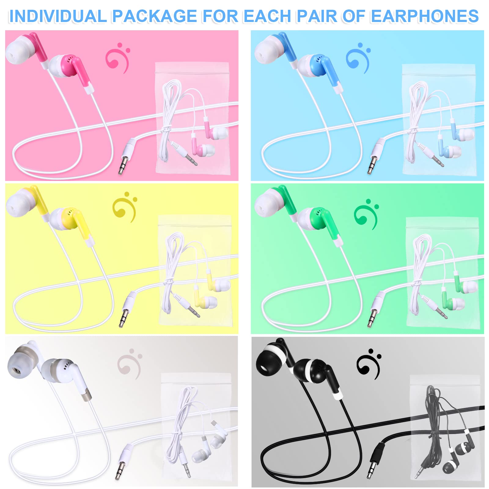 Foto 3 pulgar | Auriculares Konohan Paquete de 60 con 6 Colores Empaquetados Individualmente - Venta Internacional