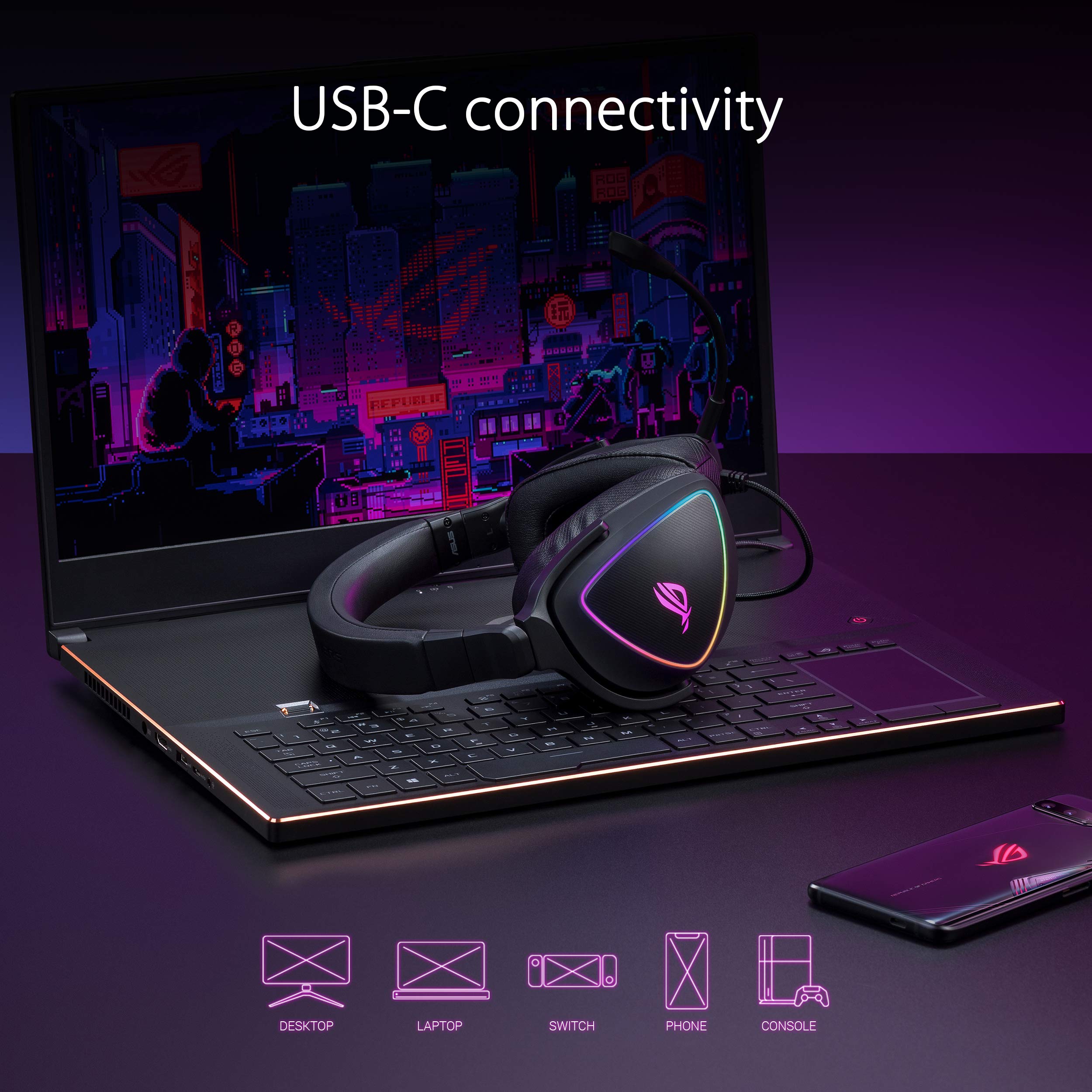 Foto 5 | Auriculares Para Juegos Asus Rog Delta S Usb-c Con Micrófono Con Cancelación De Ruido - Venta Internacional.
