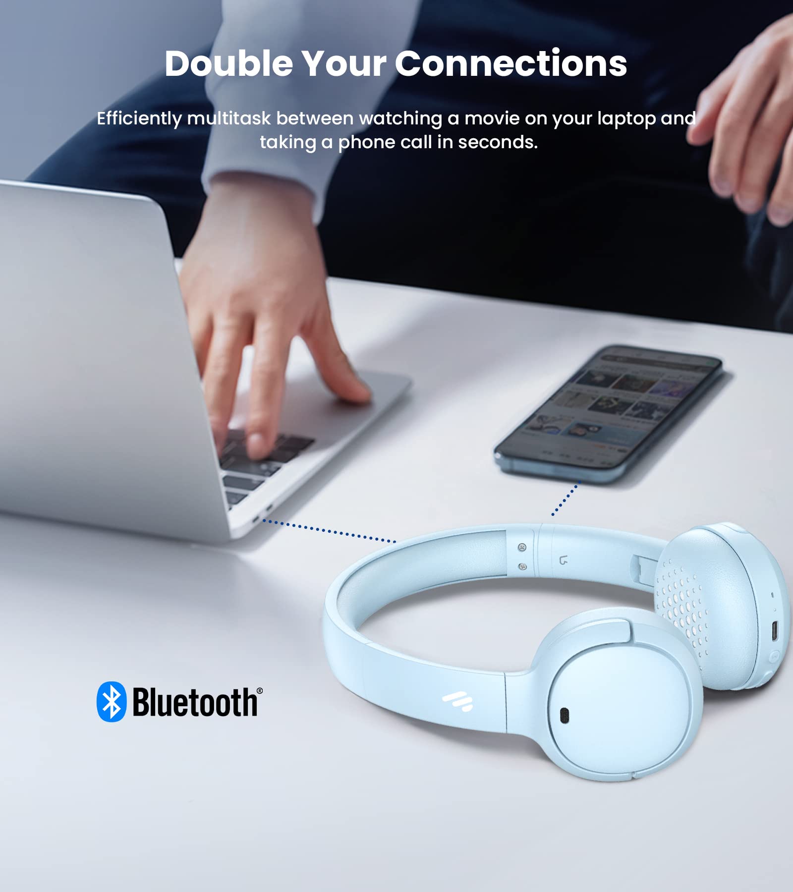 Foto 5 pulgar | Auriculares Supraaurales Inalámbricos Edifier Wh500 Bluetooth V5.2 Azul - Venta Internacional.