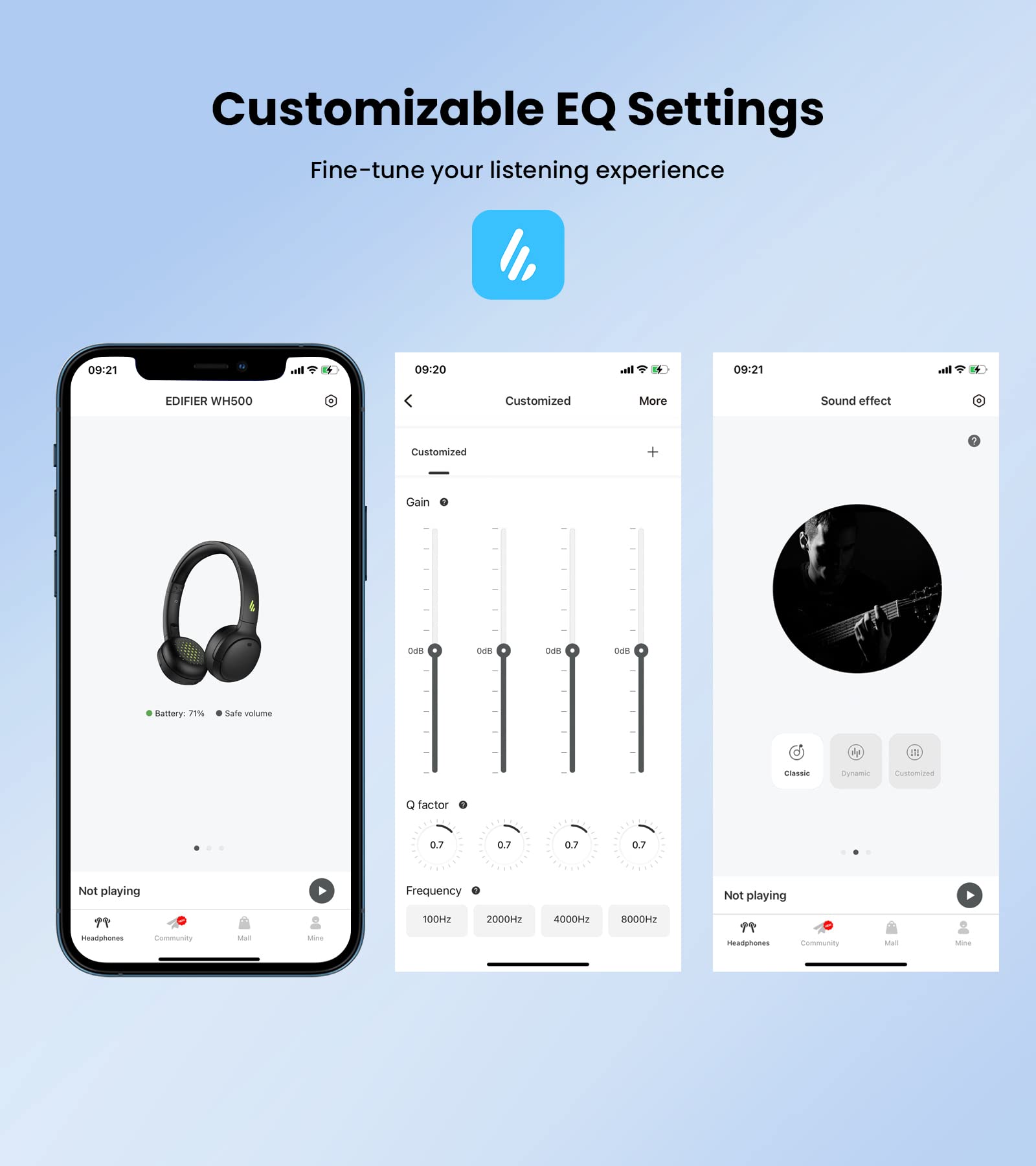 Foto 8 pulgar | Auriculares Supraaurales Inalámbricos Edifier Wh500 Bluetooth V5.2 Azul - Venta Internacional.
