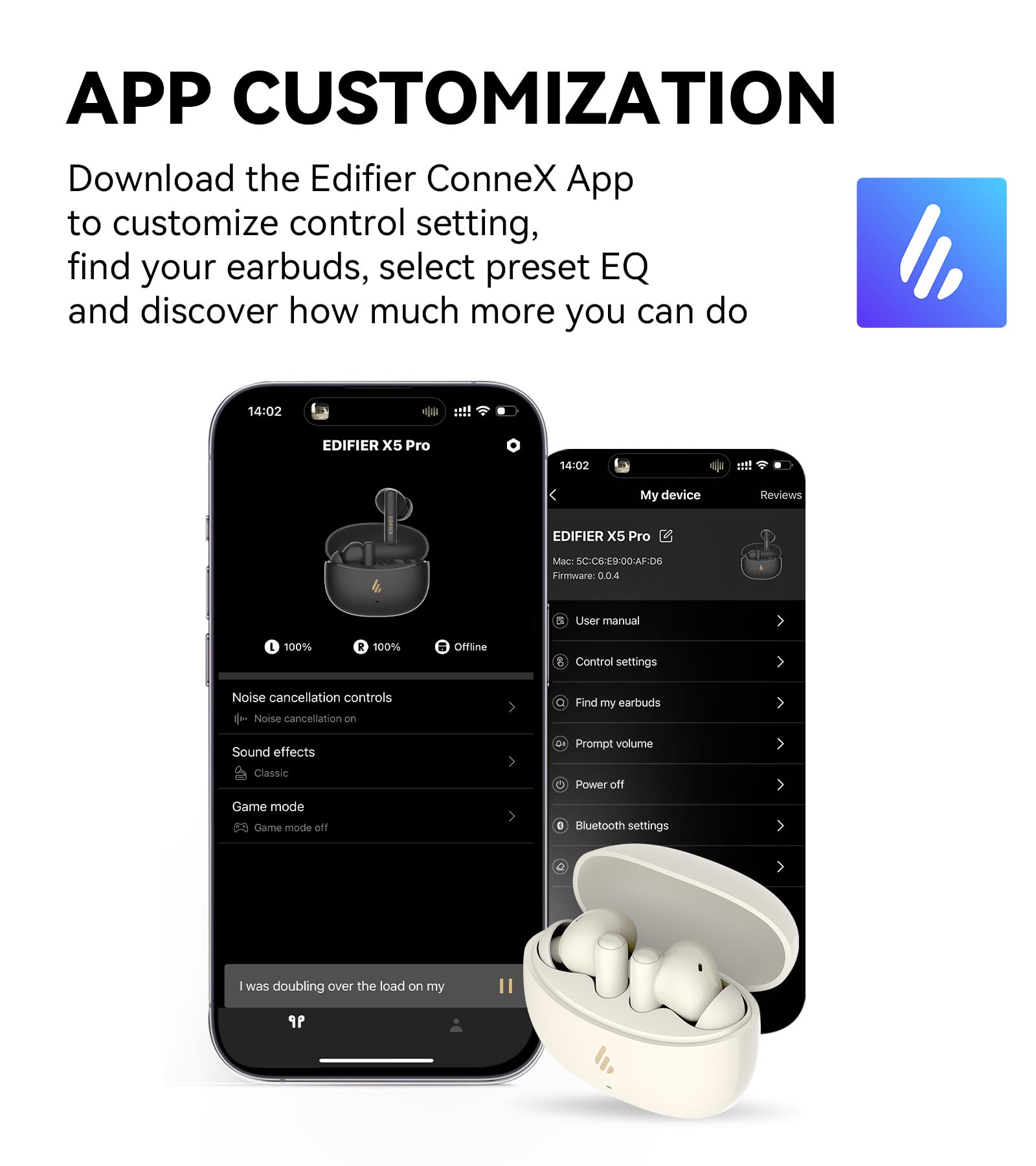 Foto 8 pulgar | Auriculares Edifier X5 Pro True Wireless Ai Calls Anc Ip55 Ivory - Venta Internacional.