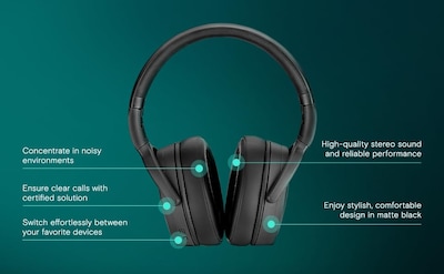 Foto 3 | Auriculares Epos Adapt 360 Negros De Doble Cara Inalámbricos Bluetooth - Venta Internacional.