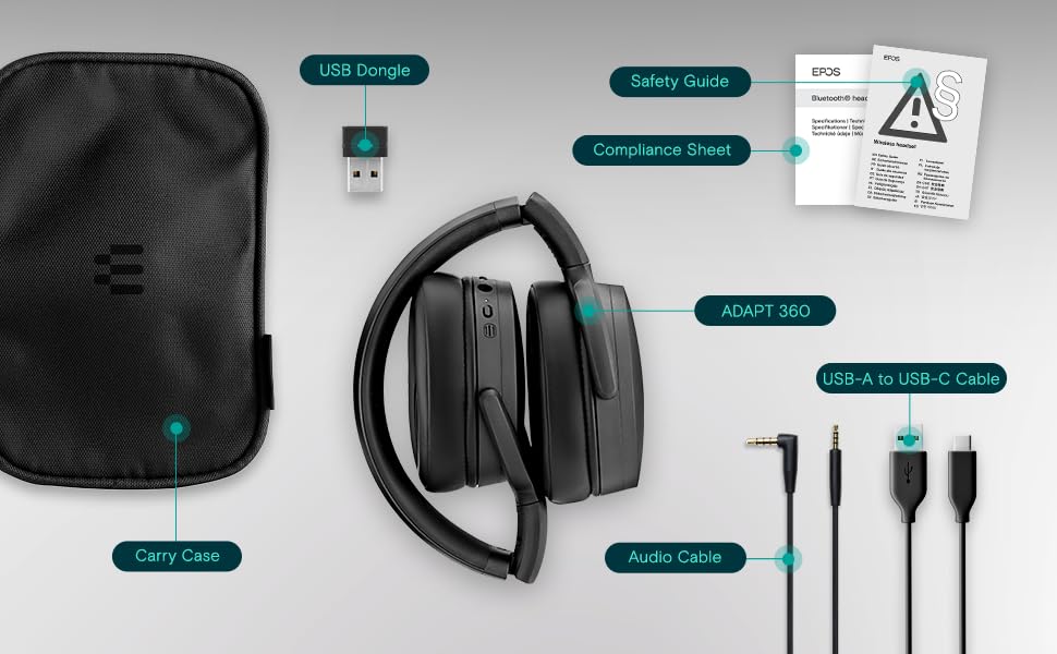 Foto 5 pulgar | Auriculares Epos Adapt 360 Negros De Doble Cara Inalámbricos Bluetooth - Venta Internacional.