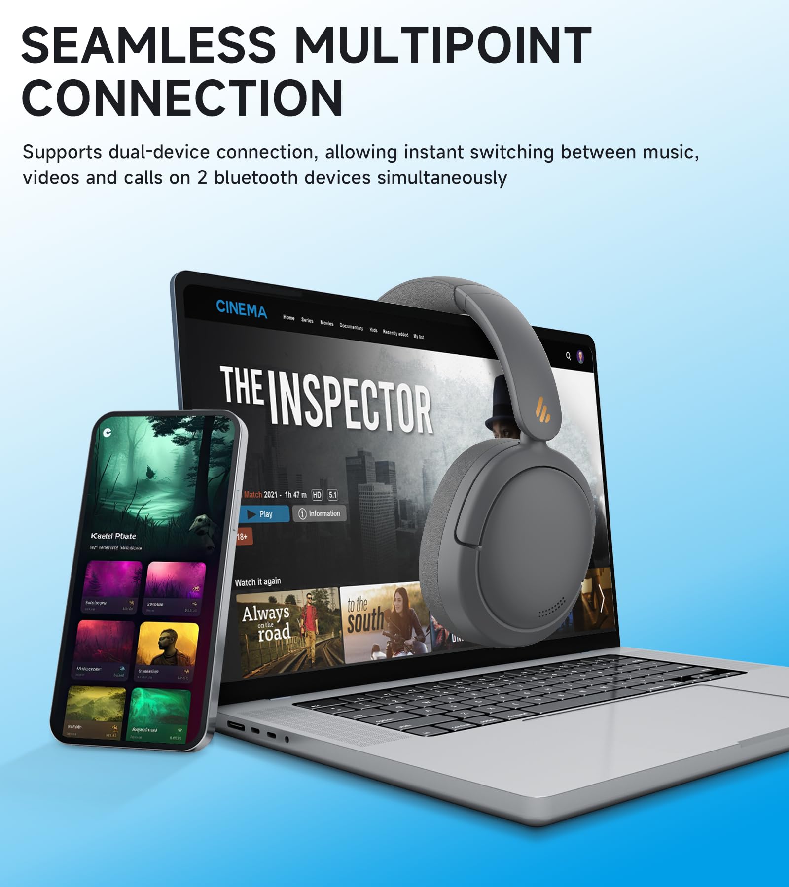 Foto 7 pulgar | Auriculares Edifier W800bt Pro Hybrid Anc Hi-res 45h Gris - Venta Internacional.