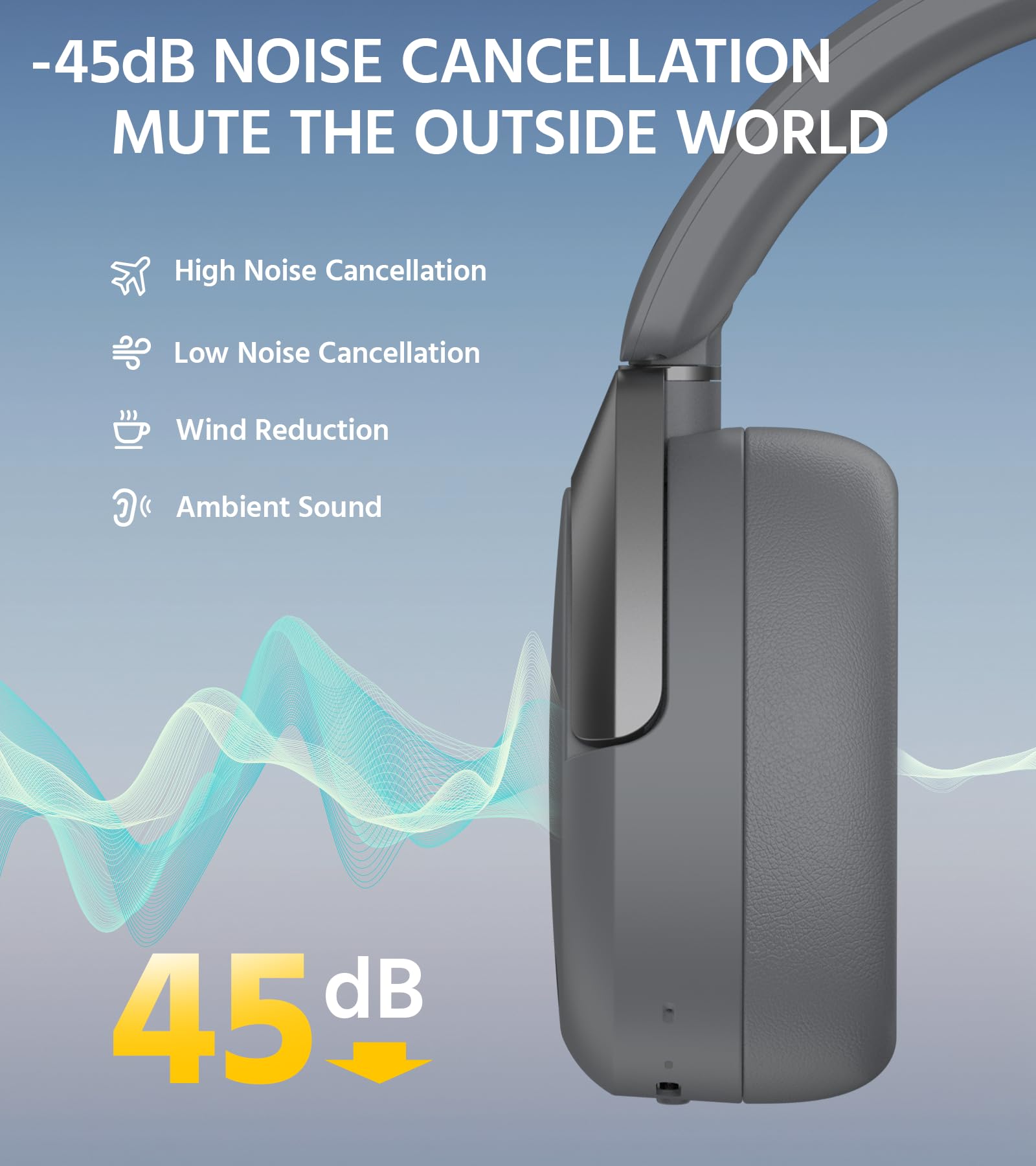 Foto 5 pulgar | Auriculares Supraaurales Inalámbricos Edifier W830nb Con Anc 94h, Color Gris - Venta Internacional.
