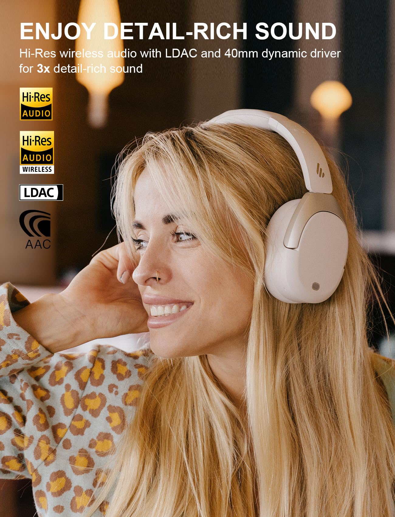 Foto 3 pulgar | Auriculares Supraaurales Inalámbricos Edifier W830nb Con Anc Blancos - Venta Internacional.