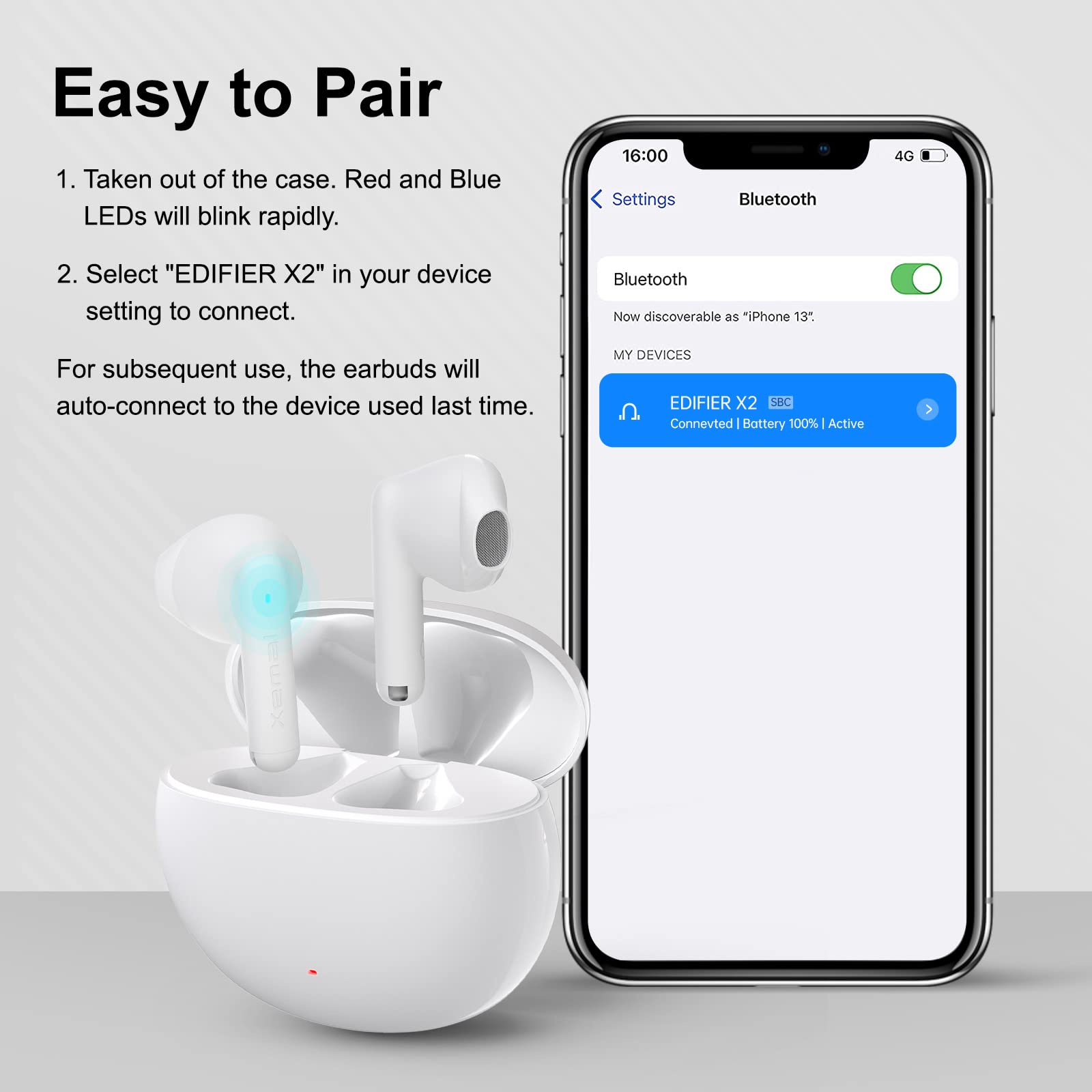 Foto 8 pulgar | Auriculares Inalámbricos Edifier X2 Bluetooth 5.1 Blancos - Venta Internacional.