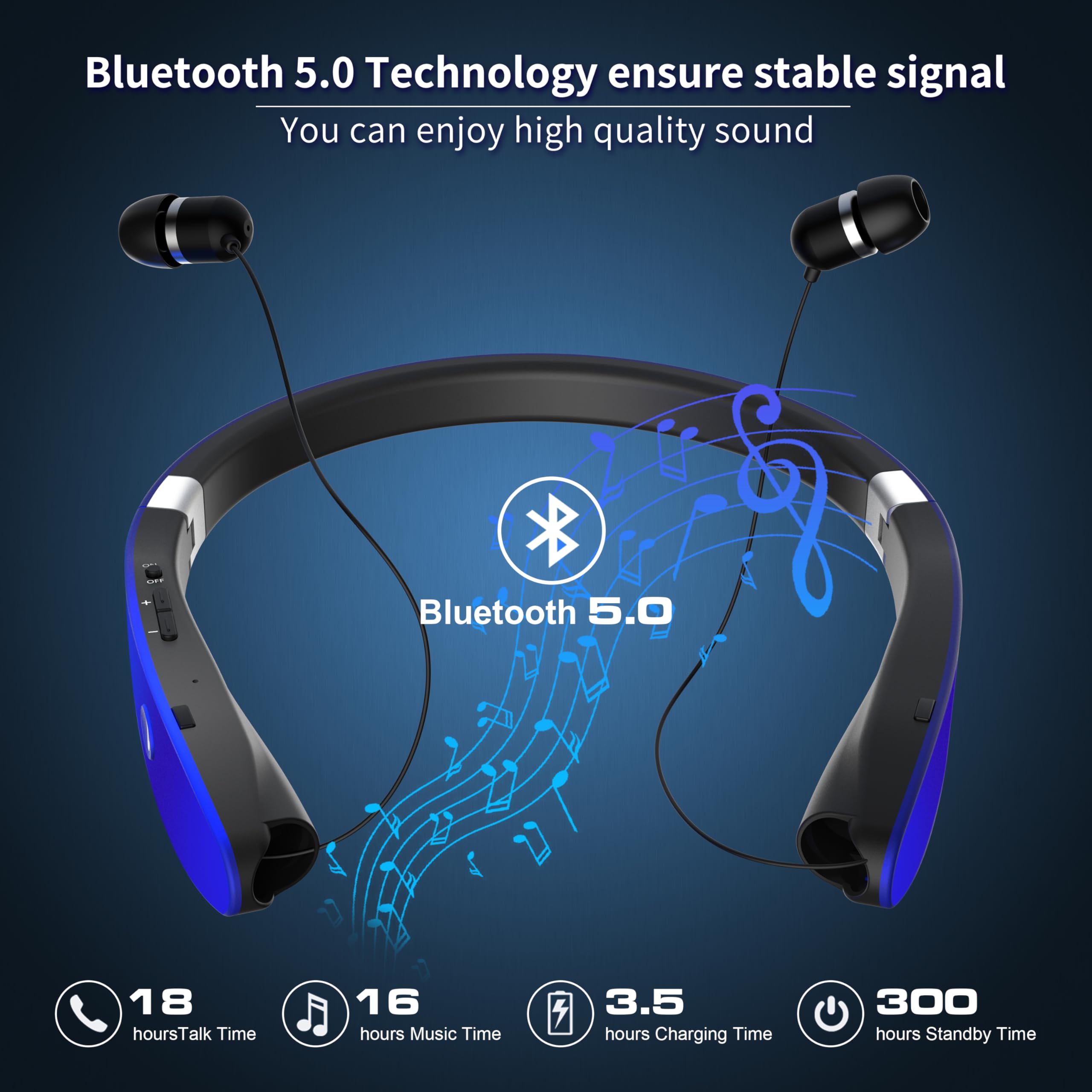 Foto 4 pulgar | Auriculares Bluetooth Amorno, Banda Plegable Para El Cuello Con Micrófono - Venta Internacional.