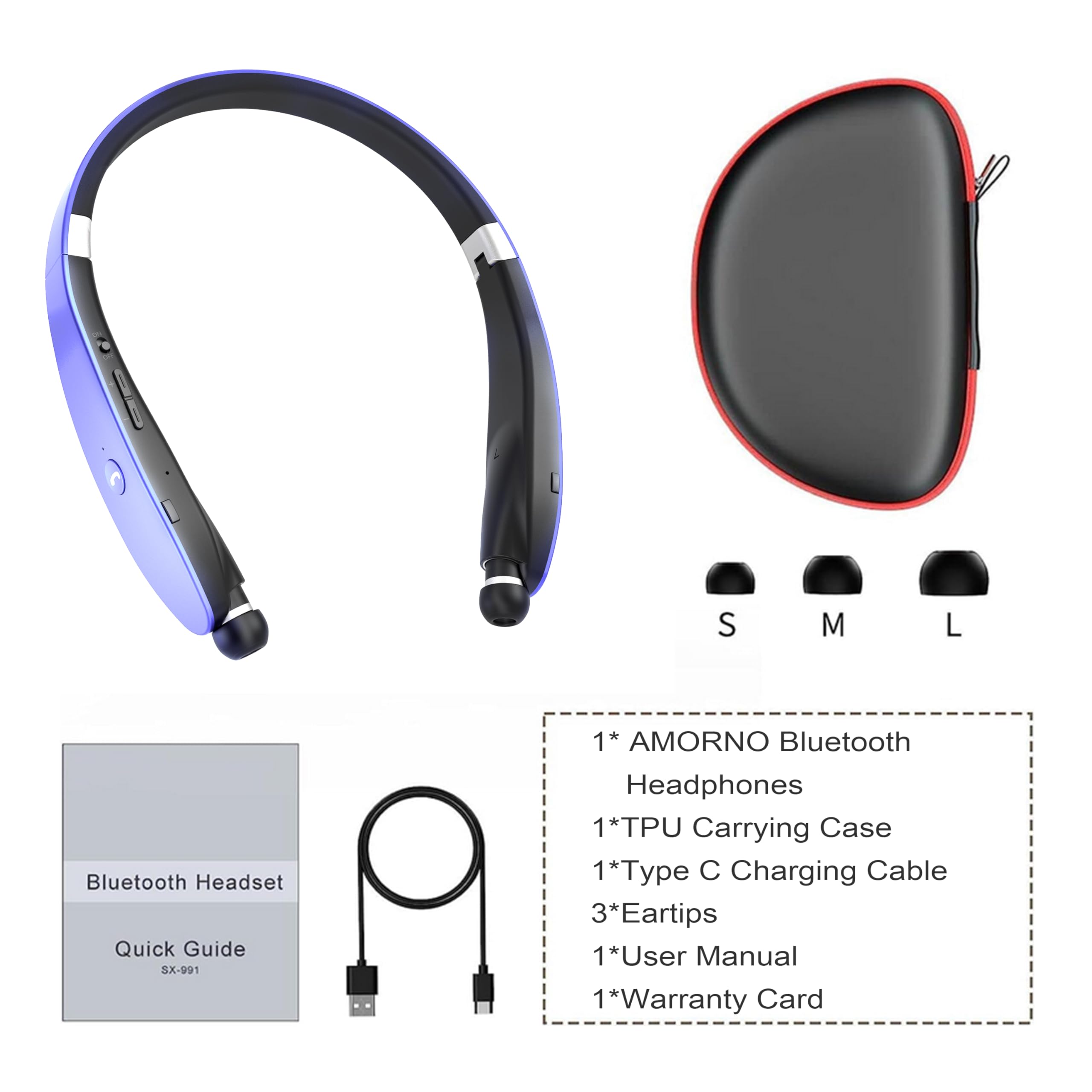 Foto 7 | Auriculares Bluetooth Amorno Sx-991 Púrpura Púrpura - Venta Internacional.