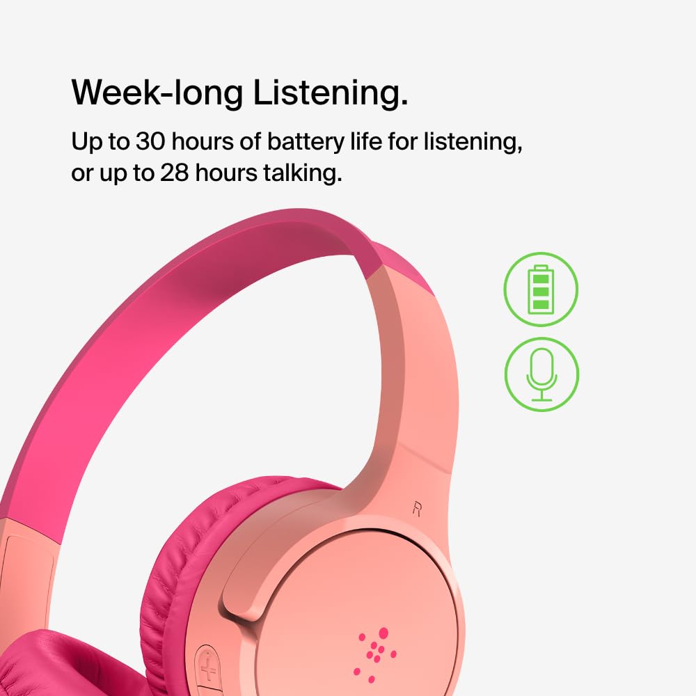 Foto 4 pulgar | Auriculares Inalámbricos Belkin Soundform Mini Kids Con Micrófono, Color Rosa - Venta Internacional.