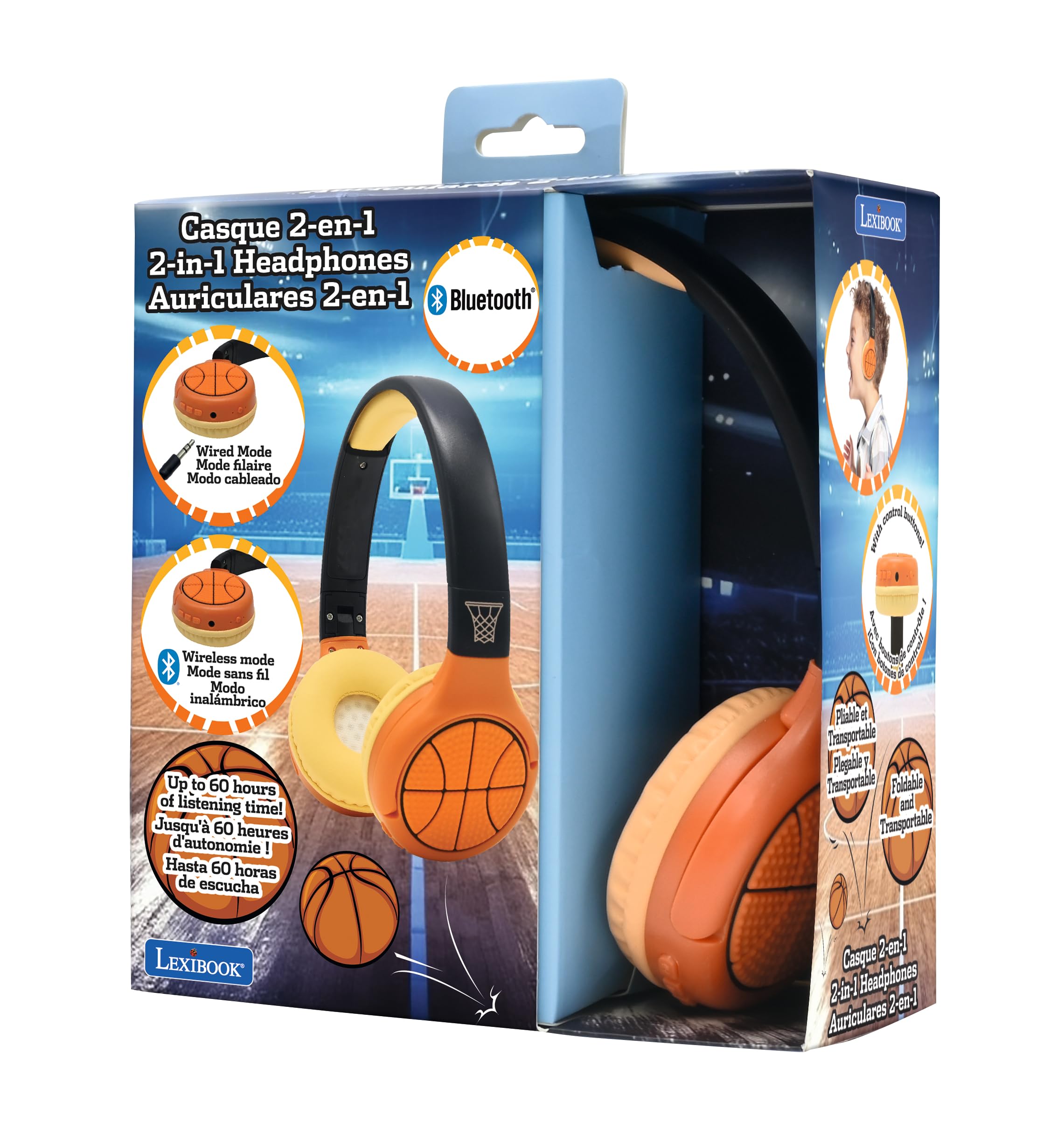 Foto 6 pulgar | Auriculares Lexibook Basketball 2 En 1 Con Bluetooth Y Cable Para Niños - Venta Internacional.