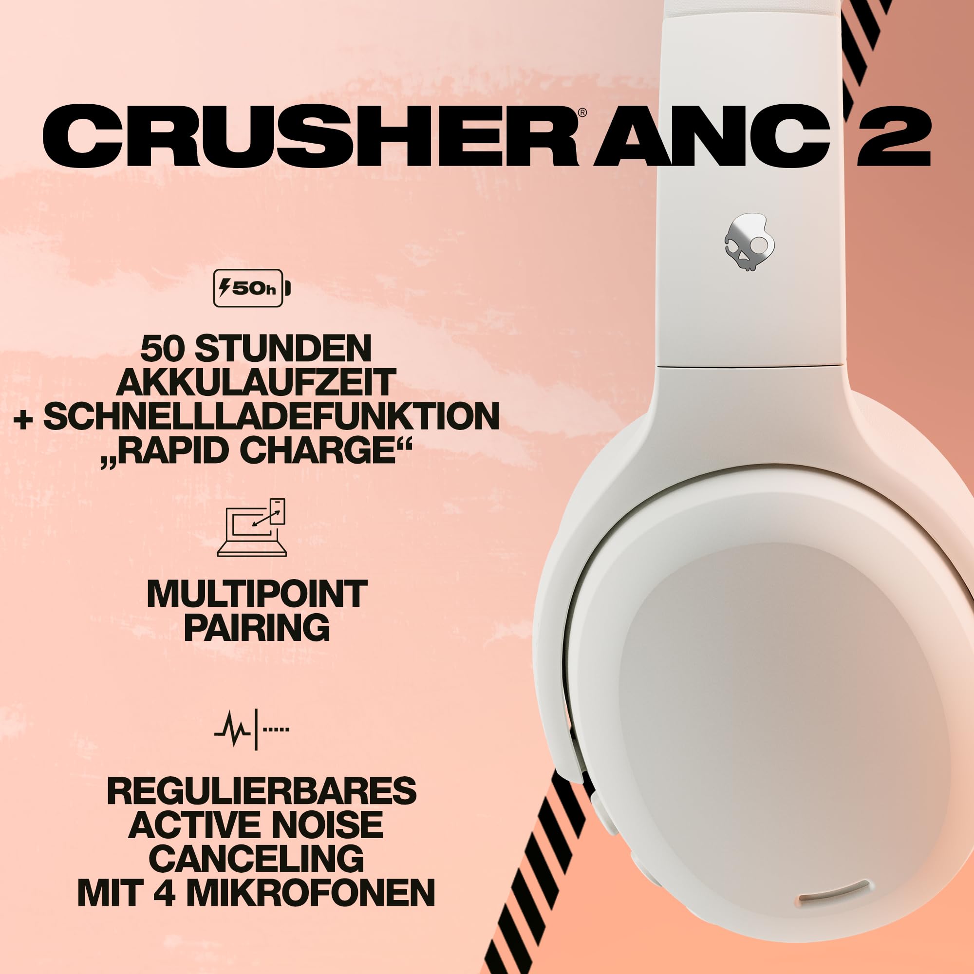 Foto 4 pulgar | Auriculares Skullcandy Crusher Anc 2 - Bone Discontinued - Venta Internacional.