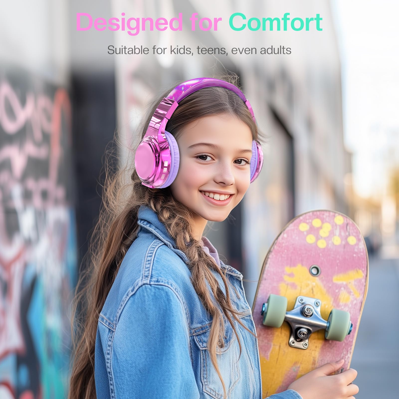 Foto 4 pulgar | Auriculares Bluetooth Qearfun Para Niños Con Micrófono Y Cable Auxiliar - Venta Internacional.