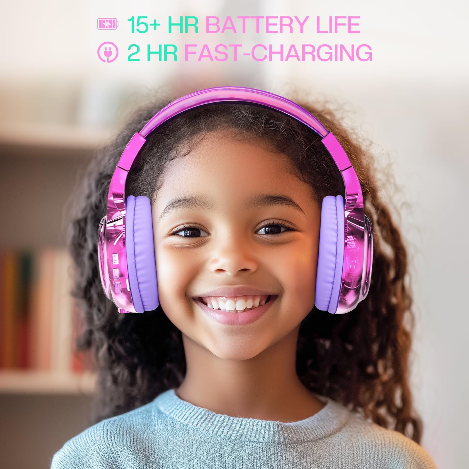 Foto 5 pulgar | Auriculares Bluetooth Qearfun Para Niños Con Micrófono Y Cable Auxiliar - Venta Internacional.
