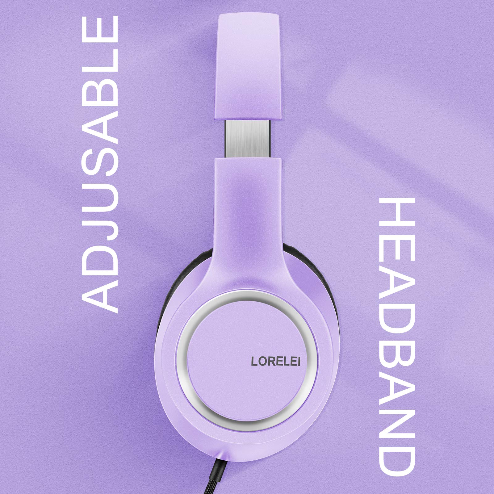 Foto 5 | Auriculares Lorelei X8 Para Colocar Sobre Las Orejas Con Cable Y Micrófono, Color Morado Oscuro - Venta Internacional.