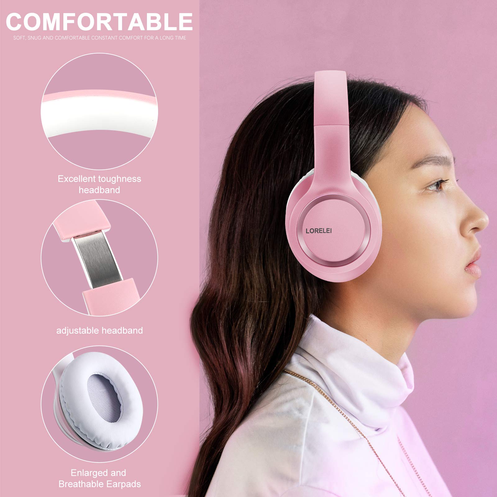 Foto 2 | Auriculares Supraurales Lorelei X8 con Cable y Micrófono Rosa  - Venta Internacional