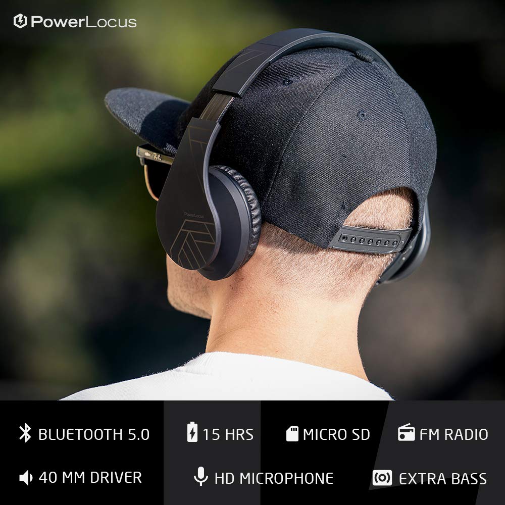 Foto 2 | Auriculares Supraaurales Bluetooth Powerlocus Inalámbricos Negros - Venta Internacional.