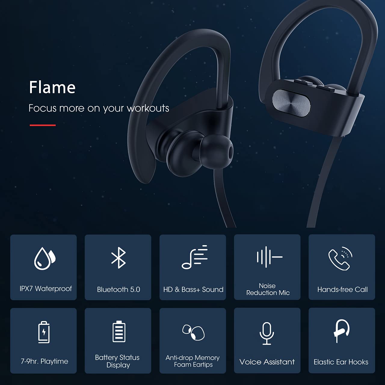 Foto 2 | Auriculares Inalámbricos Redzoo V5.0 Con 16 Horas De Reproducción, Color Negro - Venta Internacional.