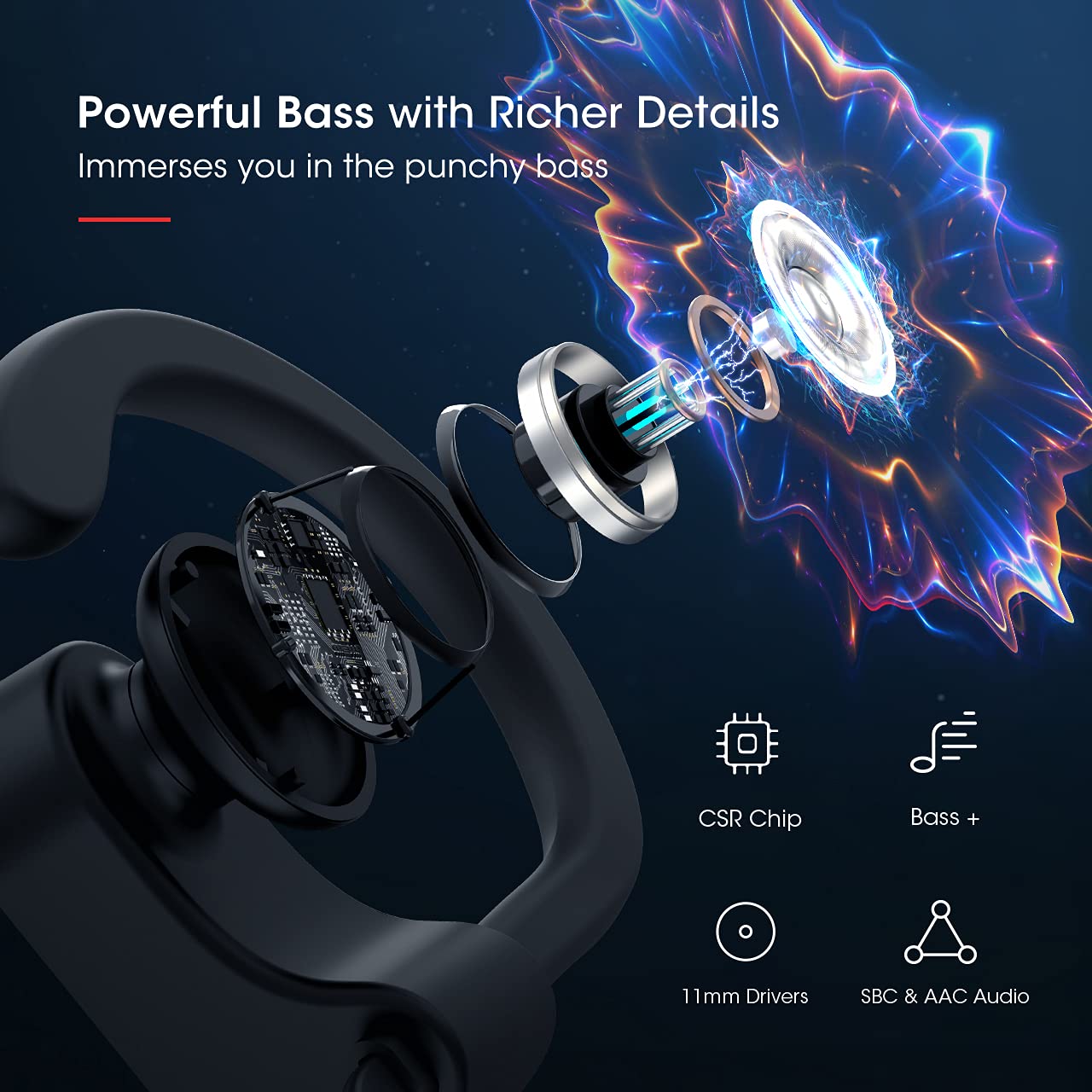 Foto 3 | Auriculares Inalámbricos Redzoo V5.0 Con 16 Horas De Reproducción, Color Negro - Venta Internacional.