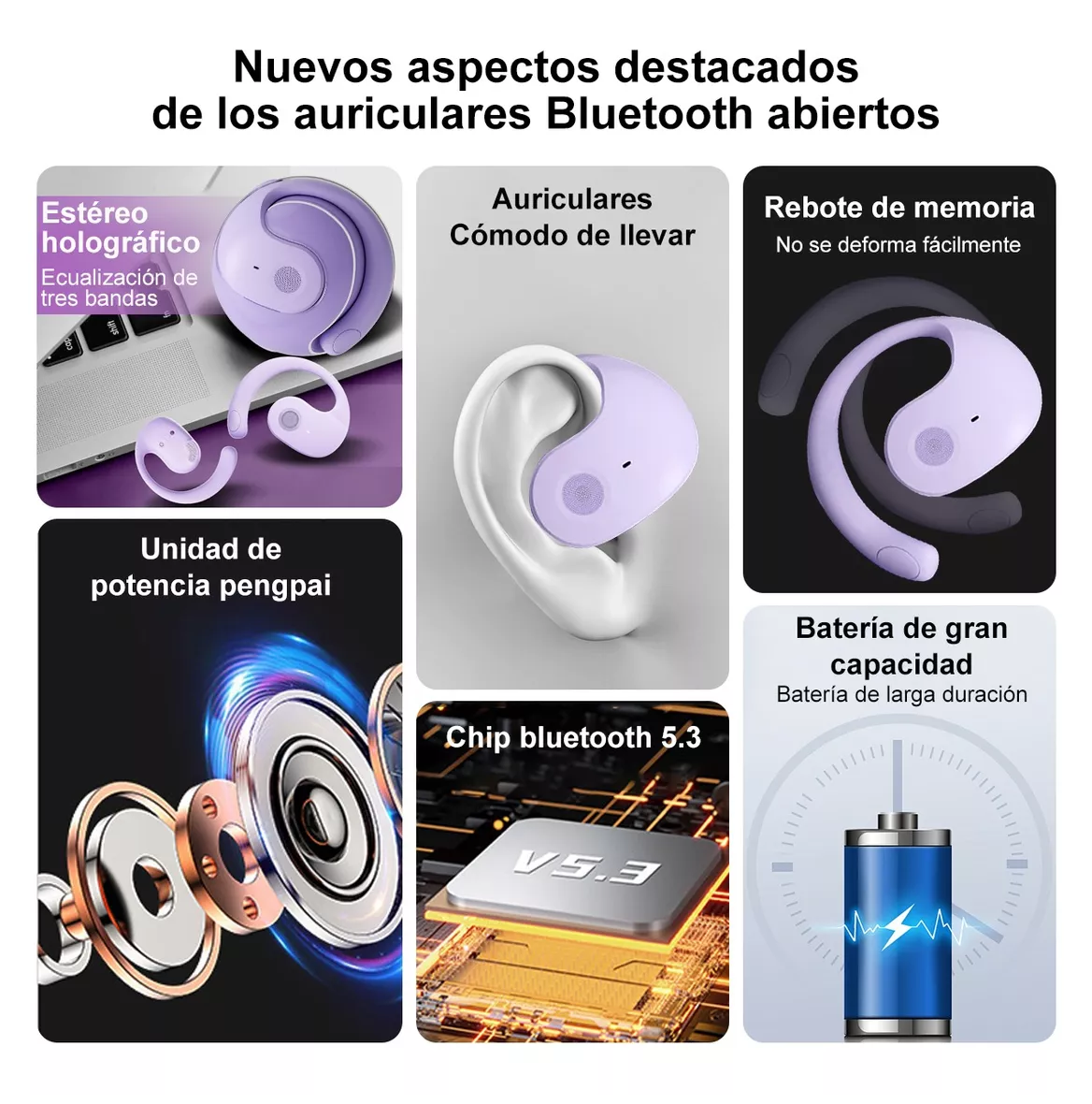 Foto 3 pulgar | Audífonos Inalambricos Bluetooth Deportivos Gamer Auricular Violeta