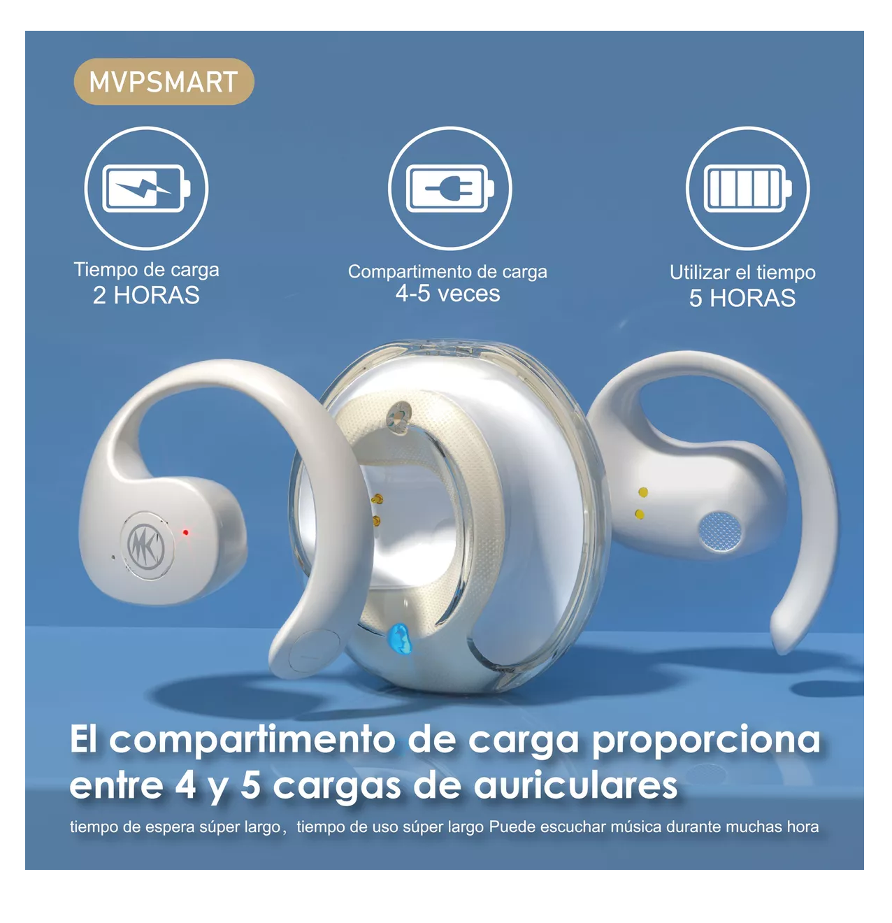 Foto 5 pulgar | Auriculares Deportivos Bluetooth Con Oreja Colgante Beige