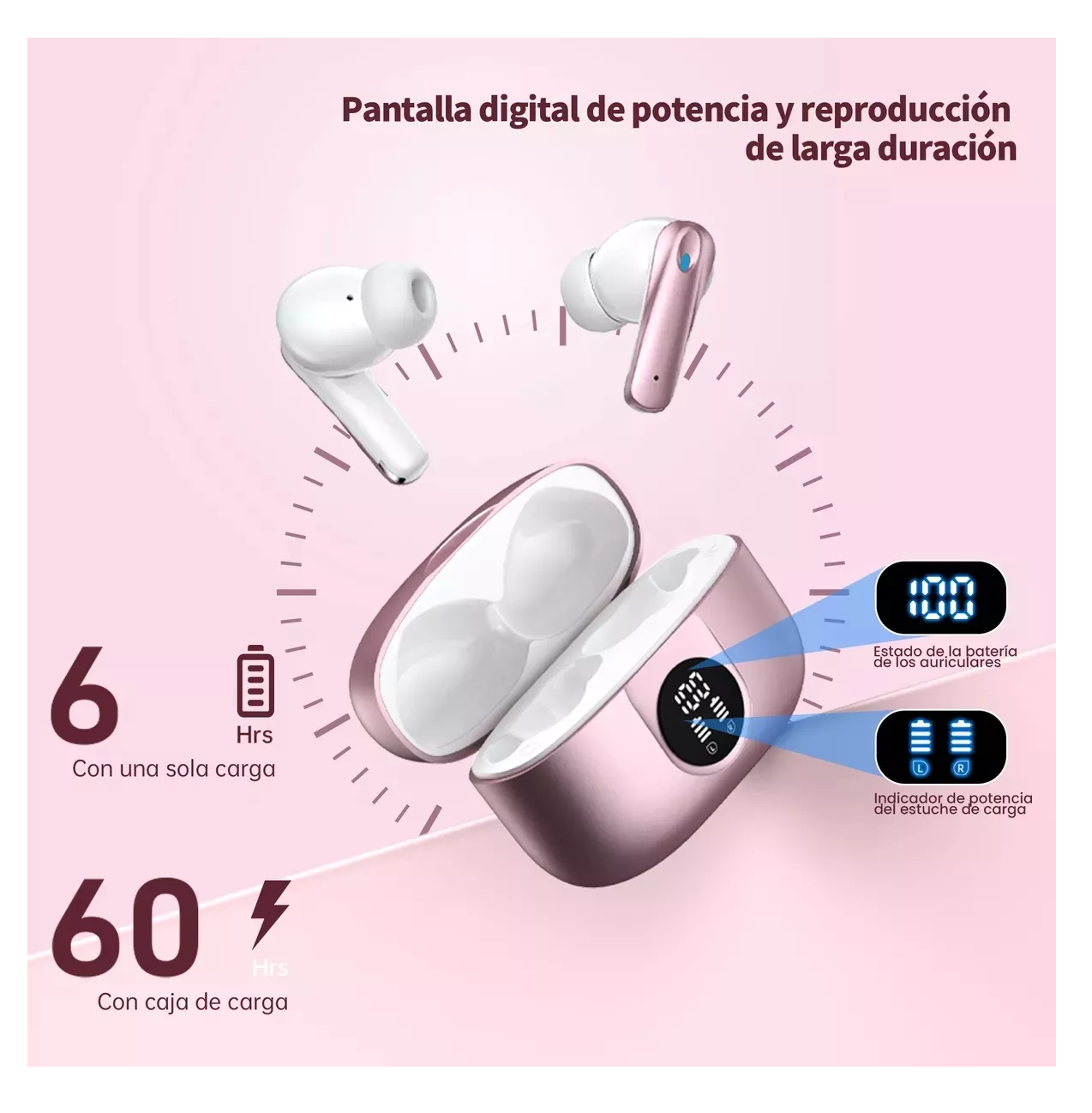 Foto 4 | Audífonos Inalámbricos Occiam P91 In Ear Bluetooth 5.4 Rosa