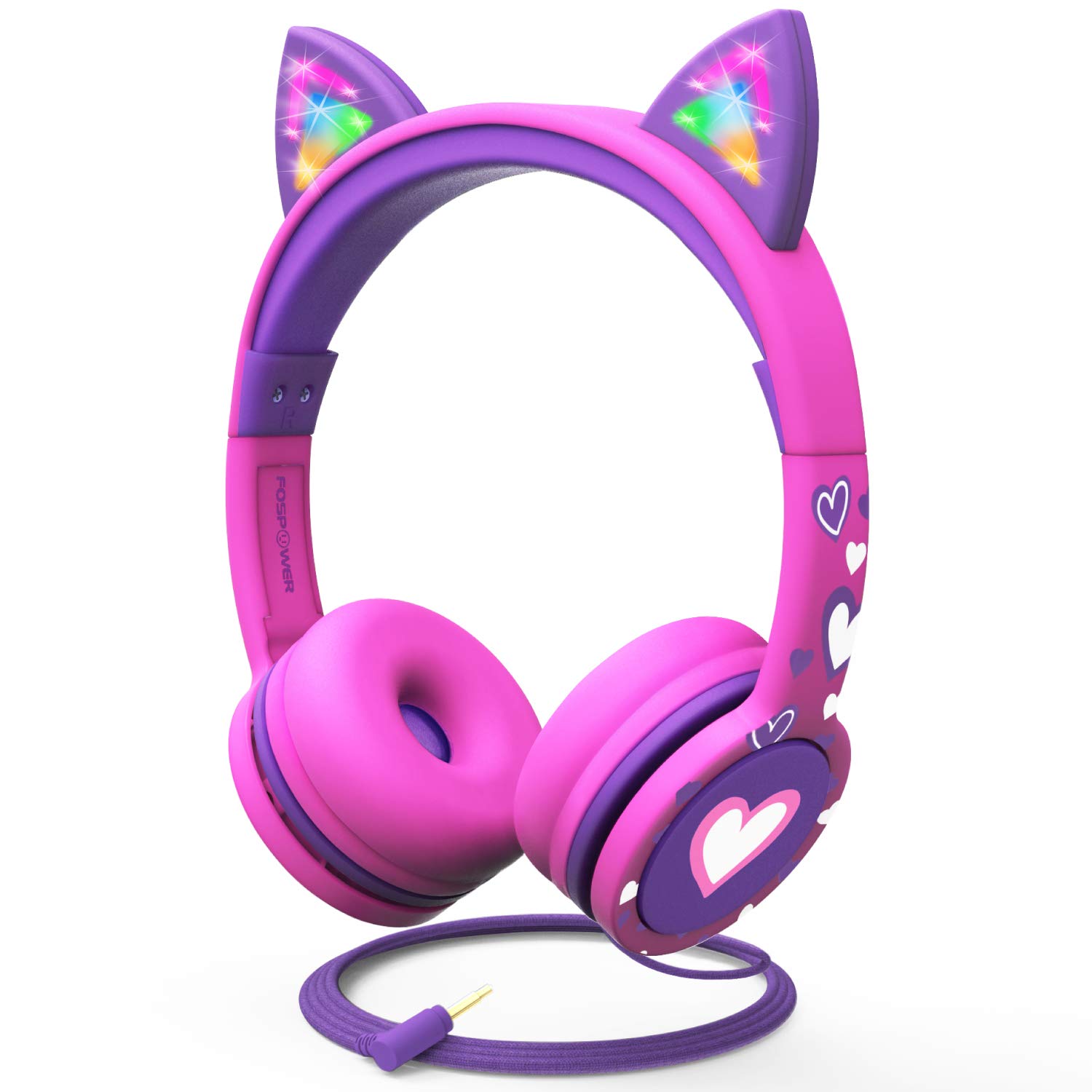 Foto 2 pulgar | Auriculares Fospower Kids Con Led Cat Ears, Límite De Volumen Seguro - Venta Internacional.