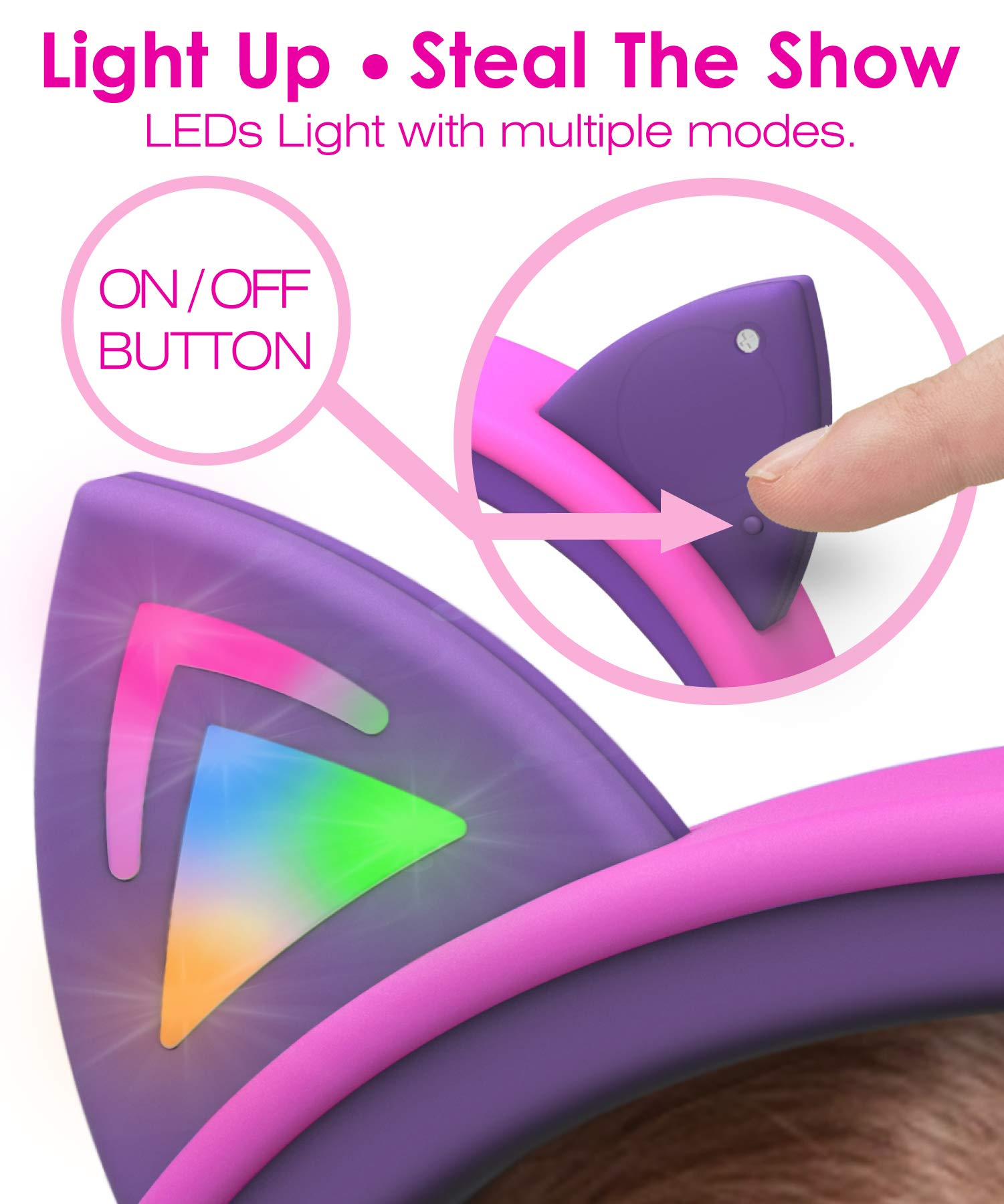 Foto 6 pulgar | Auriculares Fospower Kids Con Led Cat Ears, Límite De Volumen Seguro - Venta Internacional.