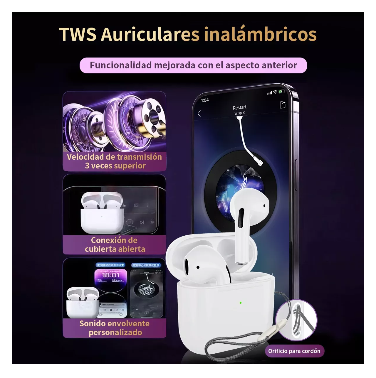 Foto 5 pulgar | Audífonos Inalámbricos Lab.G Bluetooth Compatible con iPhone y Android
