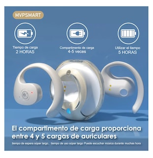 Foto 4 | Auriculares Deportivos Bluetooth Con Oreja Colgante Beige
