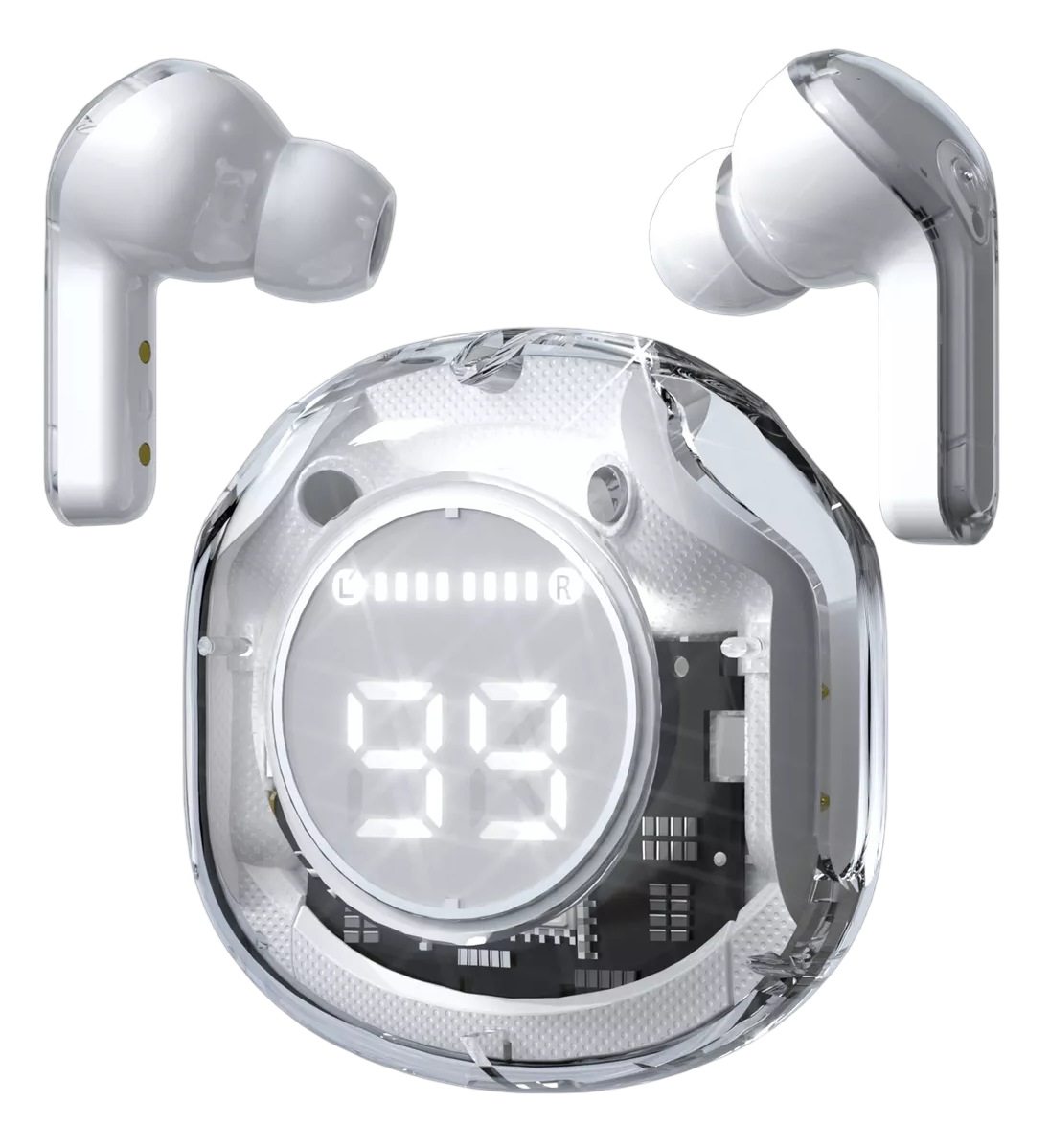 Auriculares In-ear Inalámbricos Bluetooth Cristal Con Led Transparente Blanco