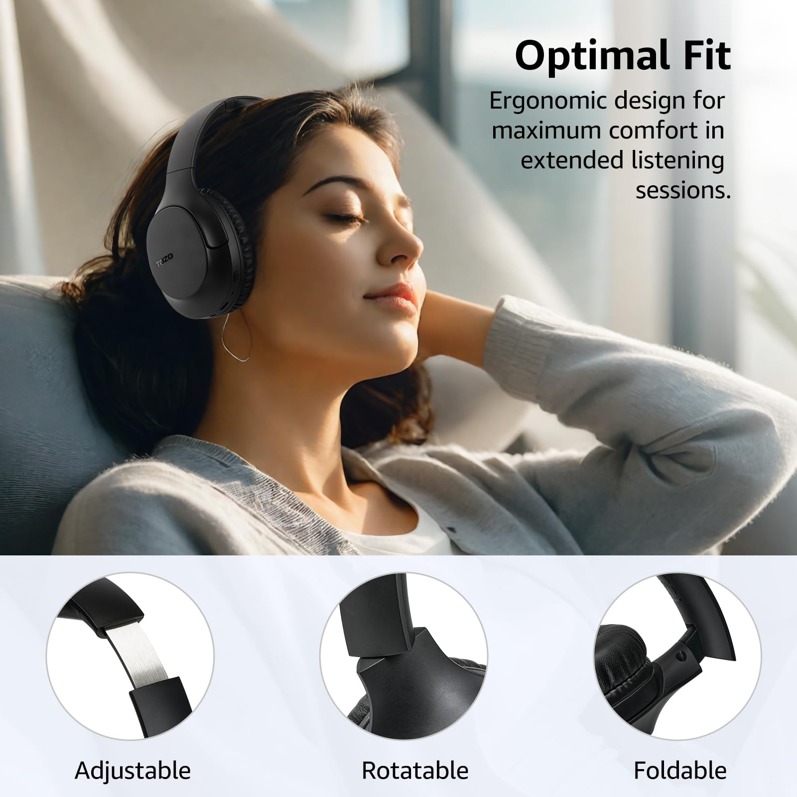Foto 6 pulgar | Auriculares Tozo Bluetooth 5.4 Over Ear Ha1 70h Playback - Venta Internacional