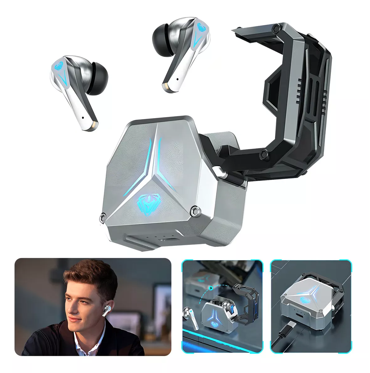 Foto 4 pulgar | Audifonos Sp23 In-ear Gamer Inalambricos Bluetooth Plata
