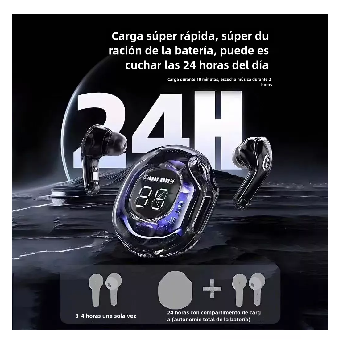 Foto 2 | Audífonos Inalámbricos Belug Ipx4 Negro