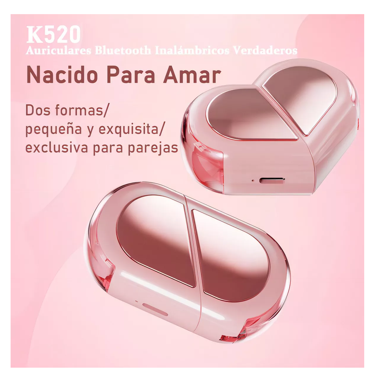 Foto 3 pulgar | Audífonos Bmani Auriculares Bluetooth Inalámbricos Corazon Rosa