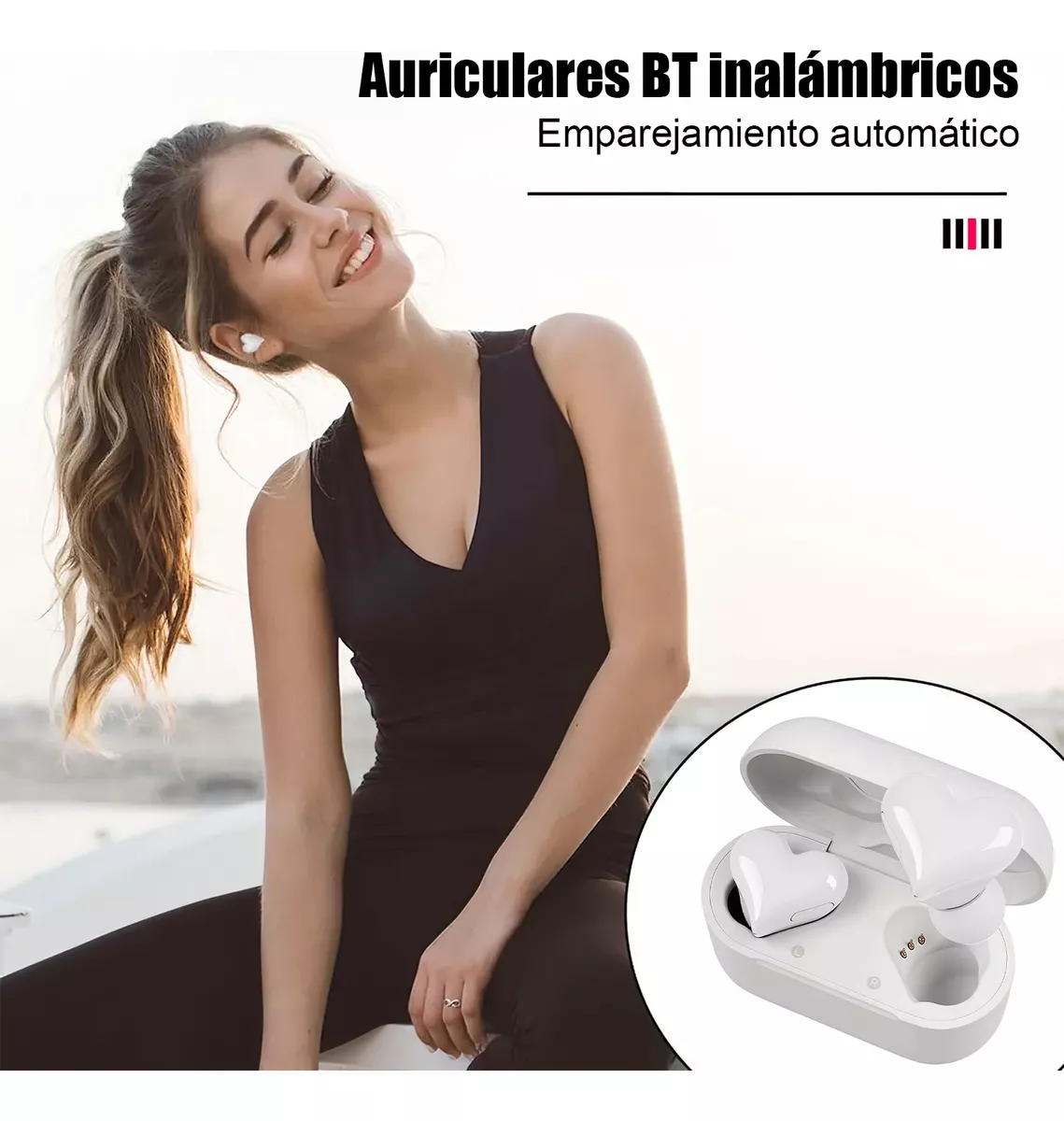 Foto 4 pulgar | Auriculares En Forma De Corazón Bluetooth Cancelación Ruido Blanco