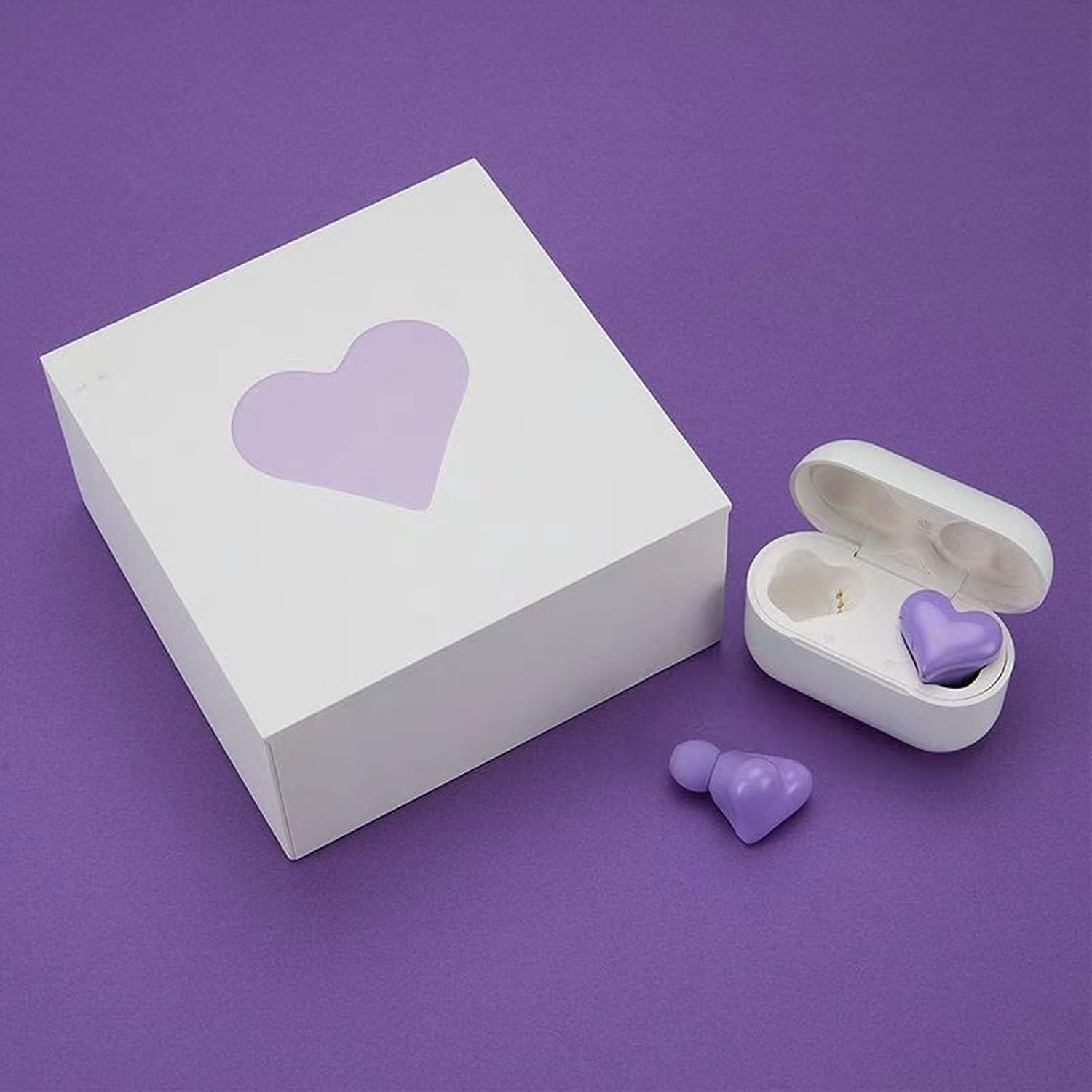 Foto 4 pulgar | Auriculares En Forma De Corazón Bluetooth Cancelación Ruido Blanco Morado