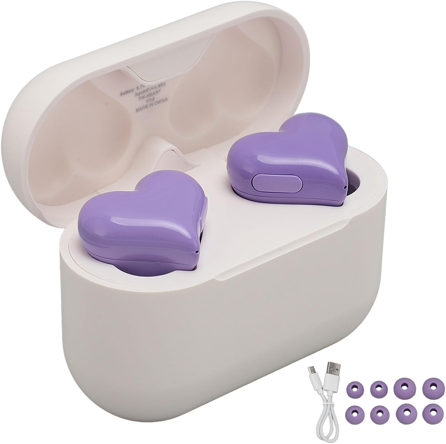 Foto 6 pulgar | Auriculares En Forma De Corazón Bluetooth Cancelación Ruido Blanco Morado